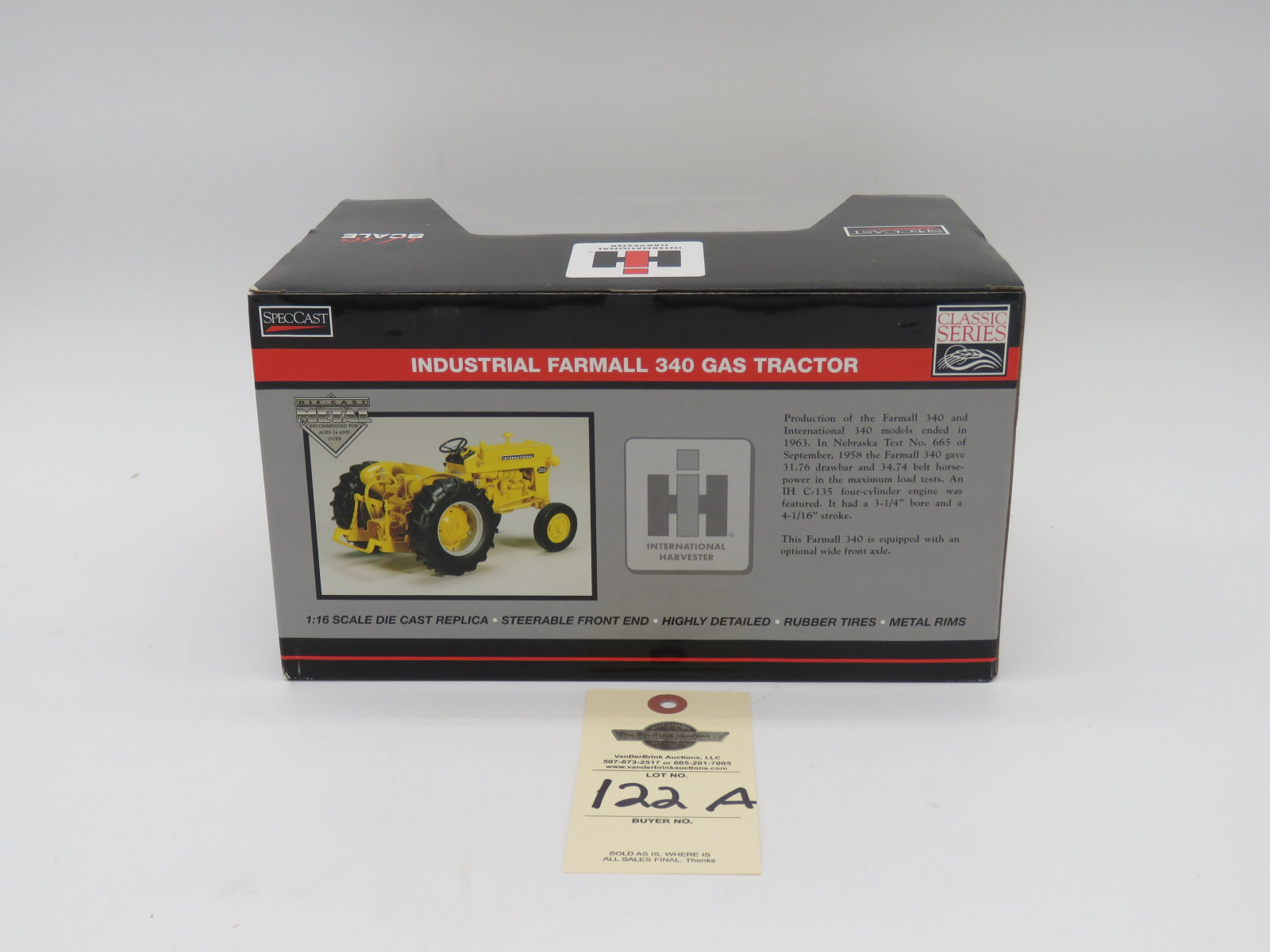 ERTL Centennial Edition INTERNATIONAL HARVESTER HIGHLY DETAILED INDUSTRIAL FARMALL 340 GAS TRACTOR NIB 1/16 - Image 4