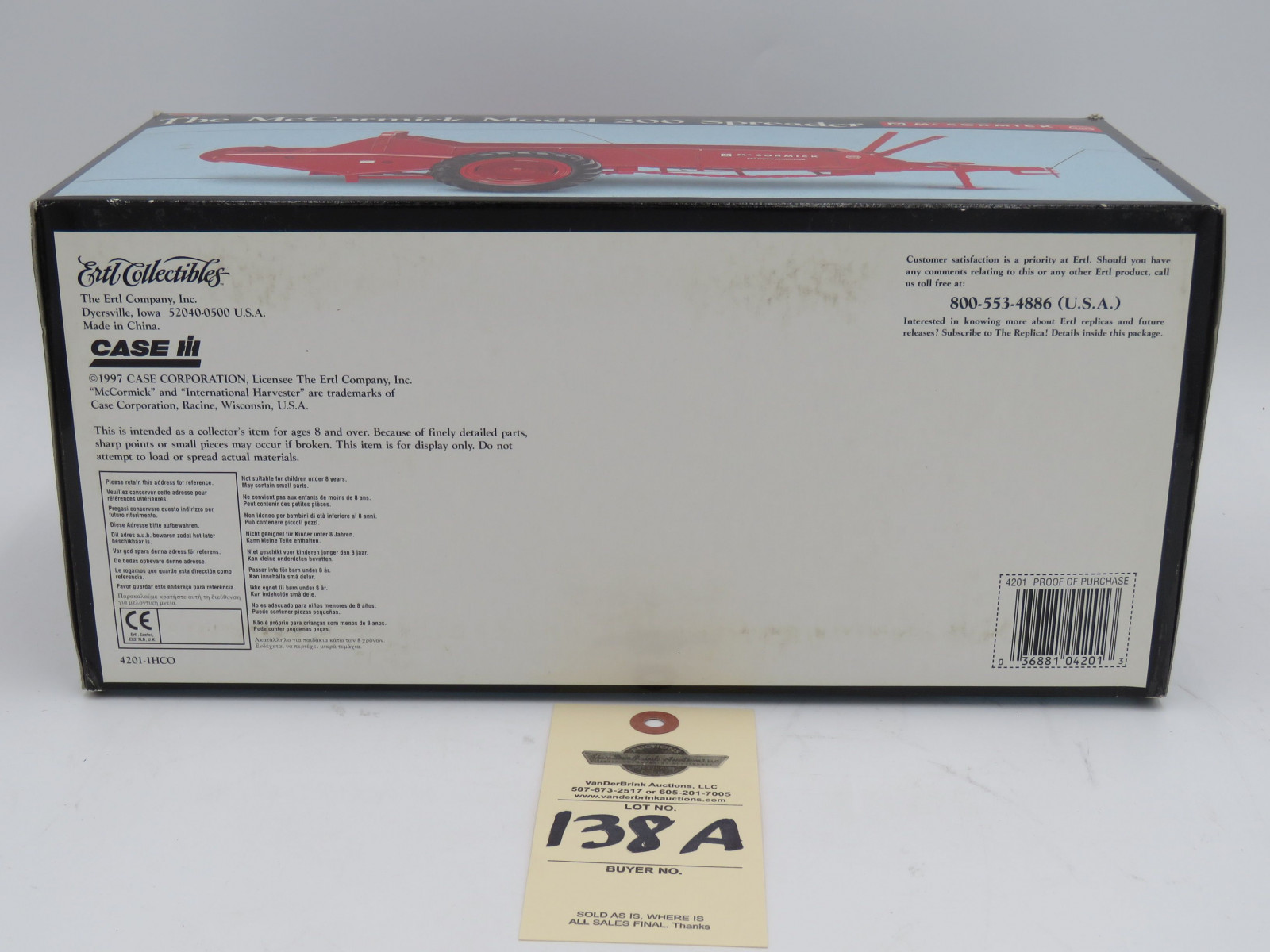 1997 ERTL PRECISION SERIES THE MCORMICK MODEL 200 SPREADER 1/16 SCALE DIE-CAST METAL NIB - Image 6