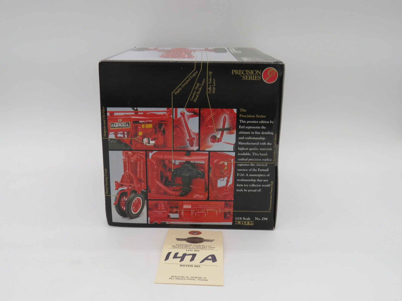 1993 ERTL PRECISION SERIES 4 THE FARMALL F-20 DIECAST METAL 1/16 SCALE SLIGHT DAMAGE ON BOX - Image 3