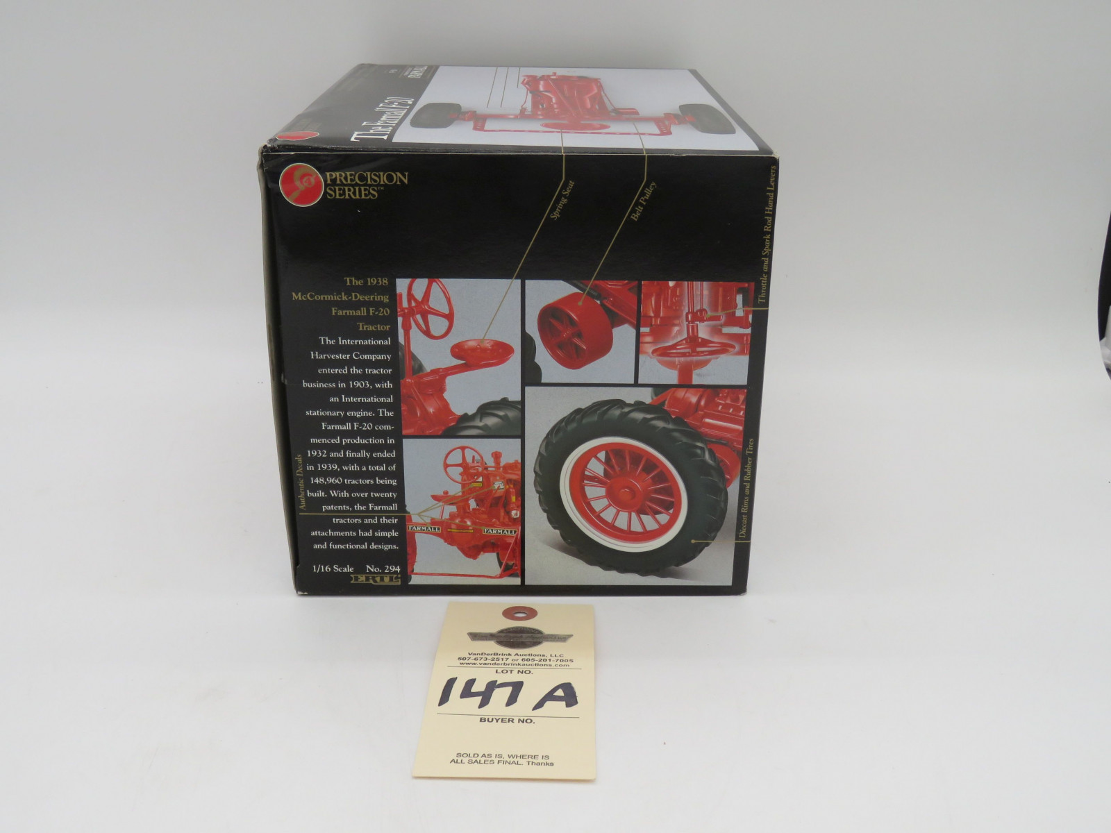 1993 ERTL PRECISION SERIES 4 THE FARMALL F-20 DIECAST METAL 1/16 SCALE SLIGHT DAMAGE ON BOX - Image 5