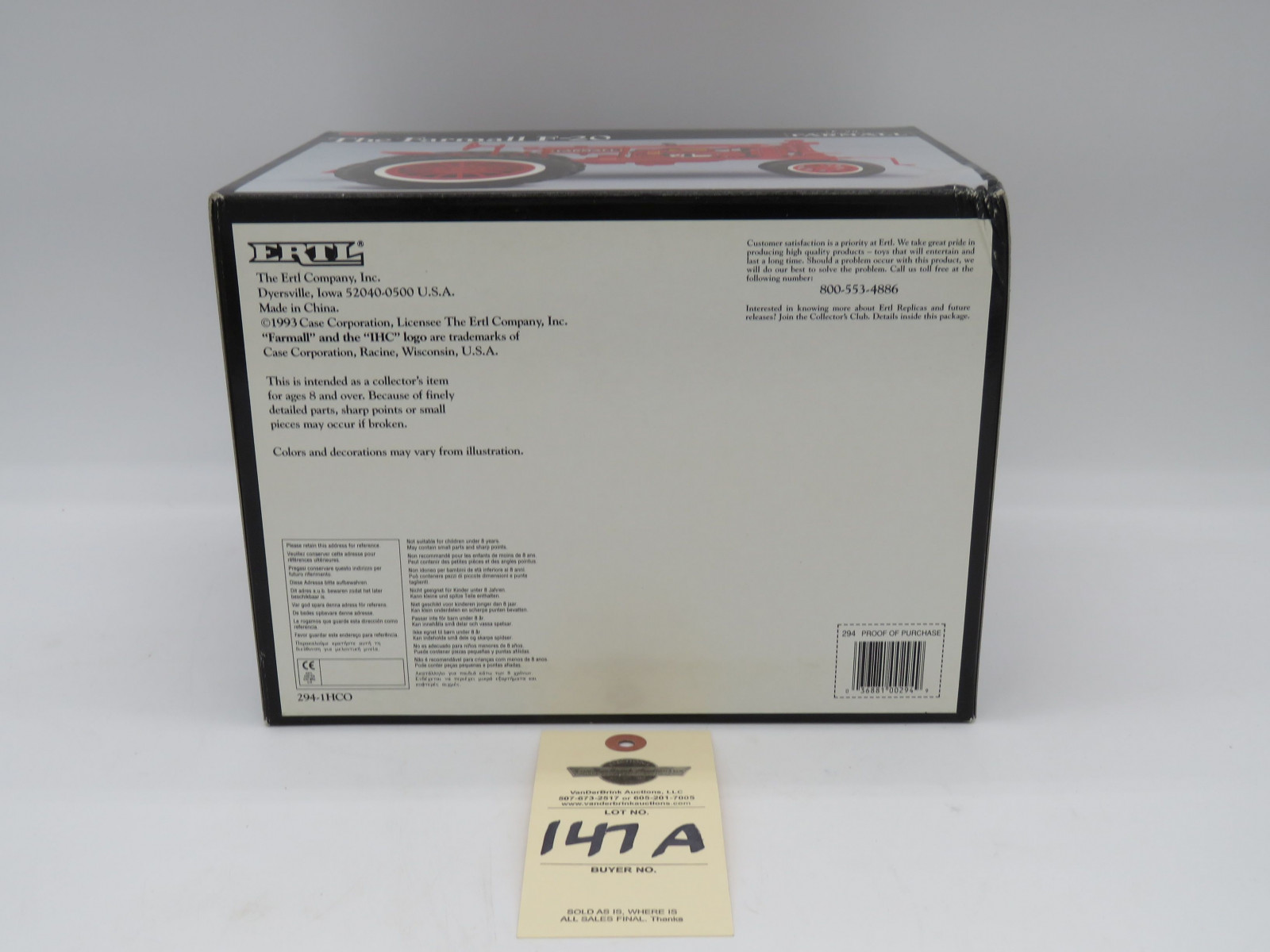 1993 ERTL PRECISION SERIES 4 THE FARMALL F-20 DIECAST METAL 1/16 SCALE SLIGHT DAMAGE ON BOX - Image 6