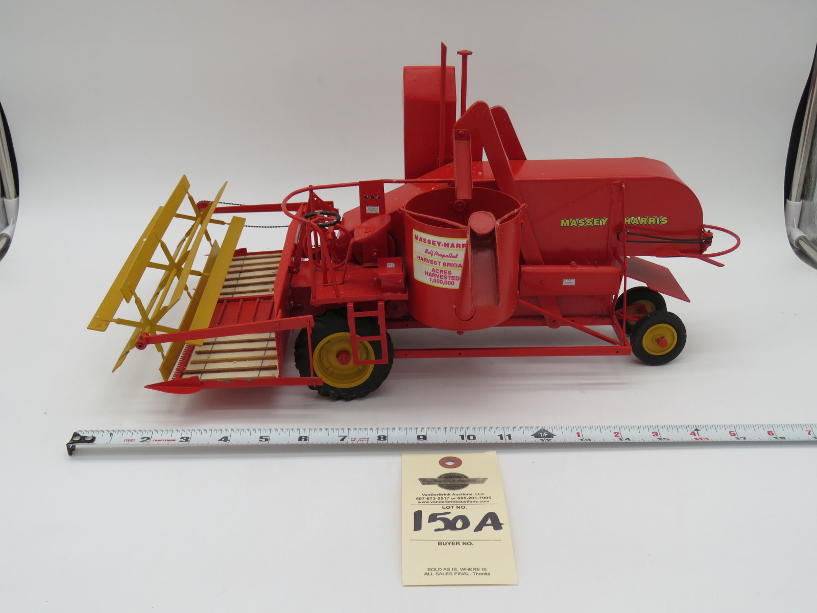 MASSEY-HARRIS SELF PROPELLED HARVEST BRIGADE ACRES HARVESTED 1,000,000 METAL DIECAST NO BOX 1/16TH SCALE - Image 1