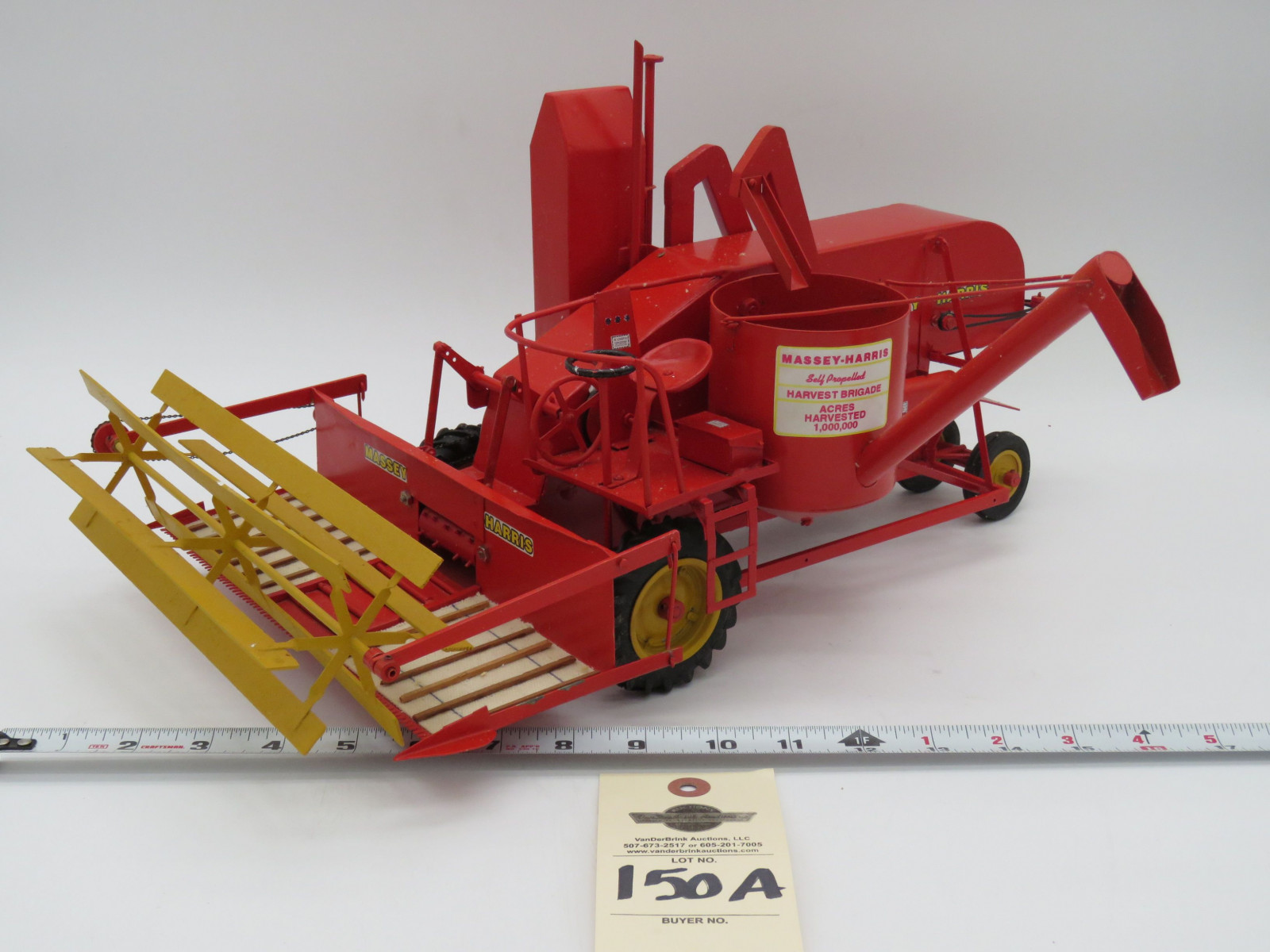 MASSEY-HARRIS SELF PROPELLED HARVEST BRIGADE ACRES HARVESTED 1,000,000 METAL DIECAST NO BOX 1/16TH SCALE - Image 3