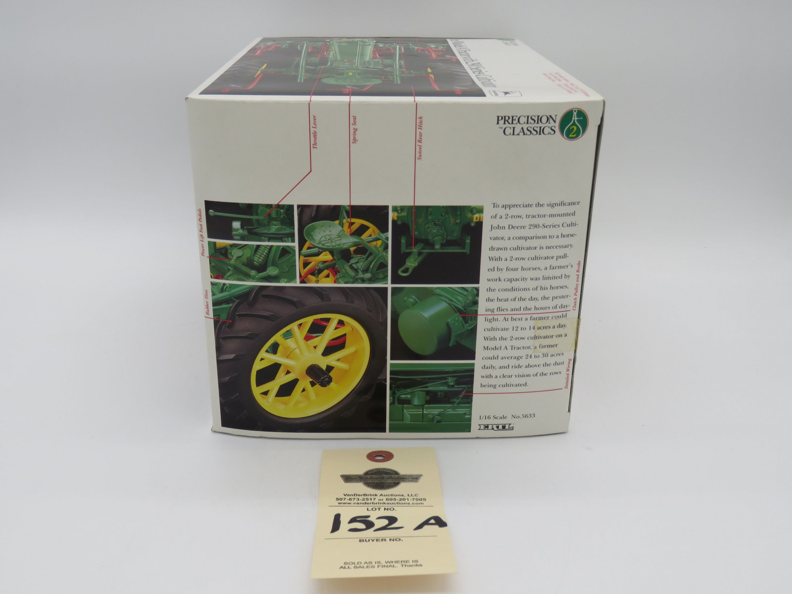 1991 ERTL PRECISION CLASSICS 2 THE MODEL A TRACTOR WITH 290 SERIES CULTIVATOR JD 1/16 SCALE - Image 3