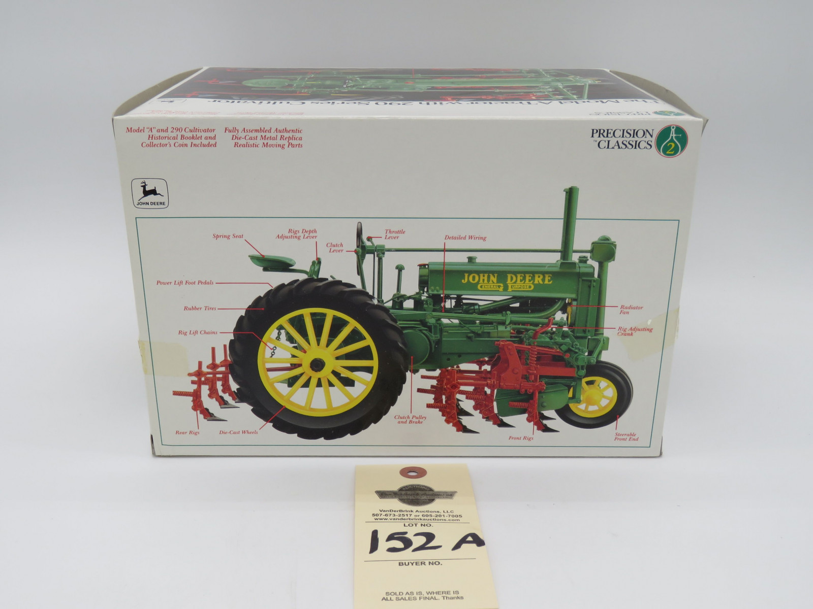 1991 ERTL PRECISION CLASSICS 2 THE MODEL A TRACTOR WITH 290 SERIES CULTIVATOR JD 1/16 SCALE - Image 4