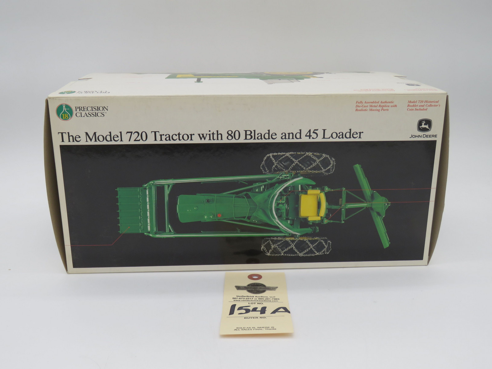 ERTL PRECISION CLASSICS 18 THE MODEL JD 720 TRACTOR WITH 80 BLADE AND 45 LOADER METAL DIECAST NIB 1/16 - Image 1
