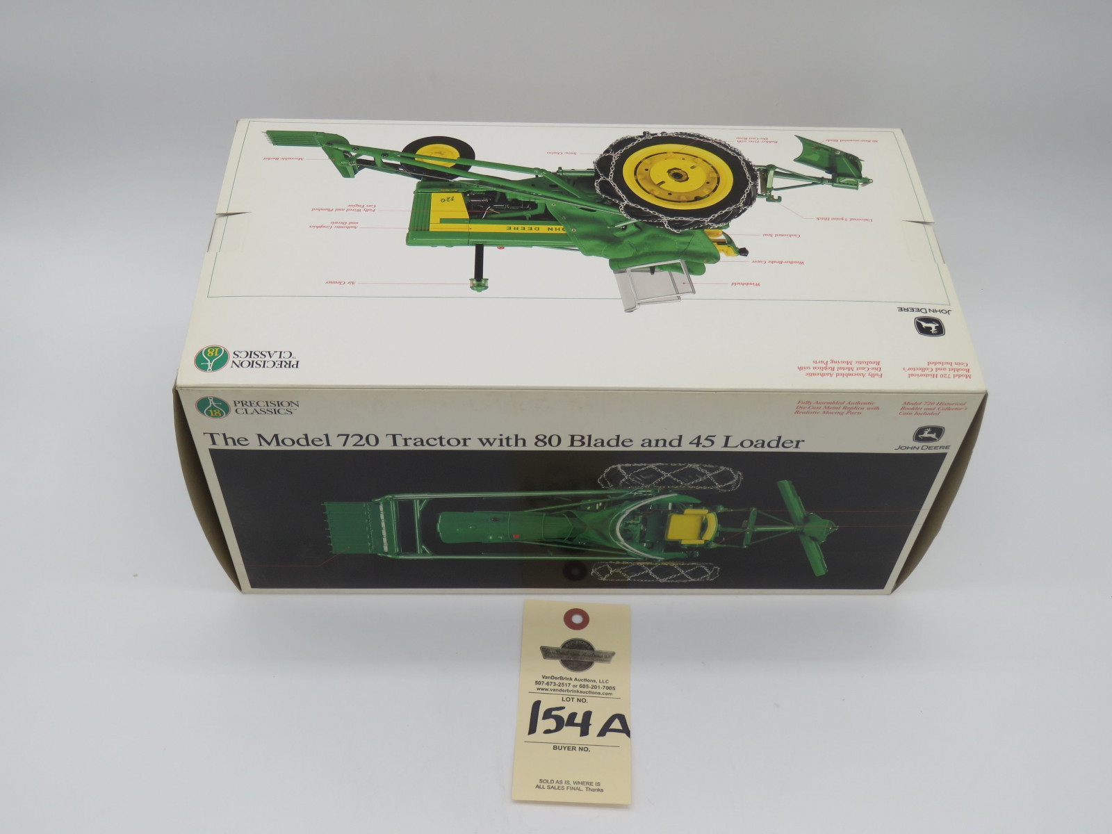 ERTL PRECISION CLASSICS 18 THE MODEL JD 720 TRACTOR WITH 80 BLADE AND 45 LOADER METAL DIECAST NIB 1/16 - Image 2