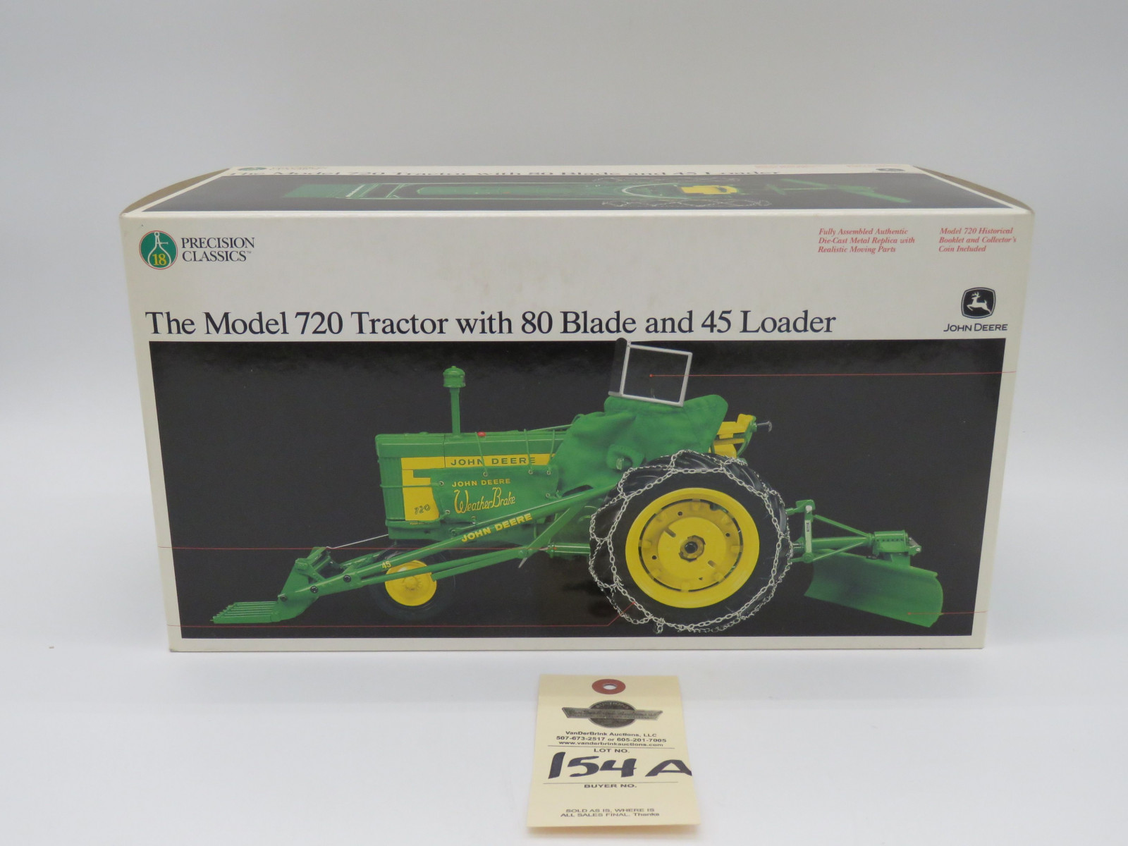 ERTL PRECISION CLASSICS 18 THE MODEL JD 720 TRACTOR WITH 80 BLADE AND 45 LOADER METAL DIECAST NIB 1/16 - Image 3