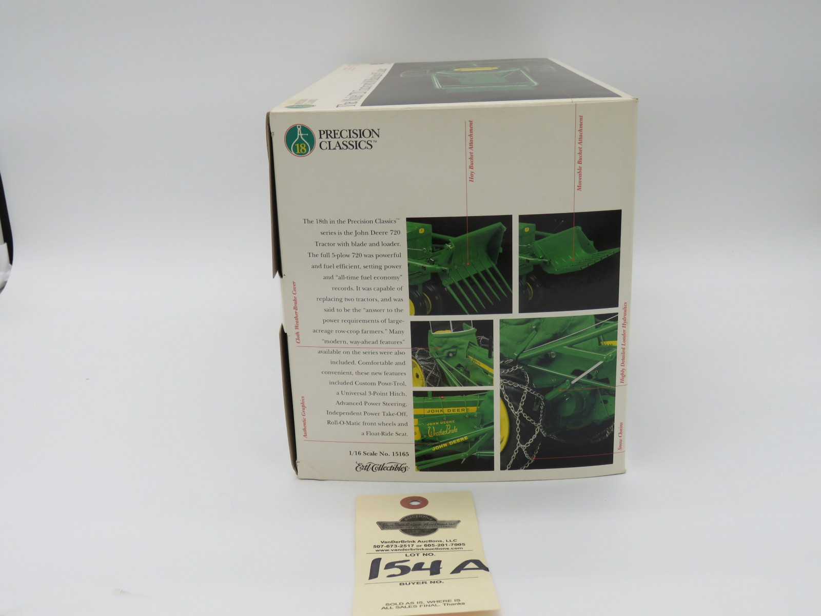 ERTL PRECISION CLASSICS 18 THE MODEL JD 720 TRACTOR WITH 80 BLADE AND 45 LOADER METAL DIECAST NIB 1/16 - Image 5