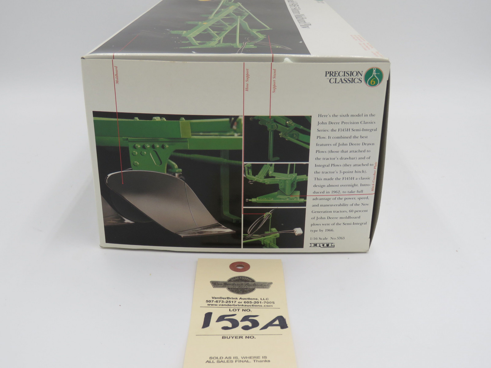 1994 ERTL THE PRECISION CLASSICS 6 MODEL F145H 5-BOTTOM MOLDBOARD PLOW JD METAL DIECAST 1/16 SCALE NIB - Image 3