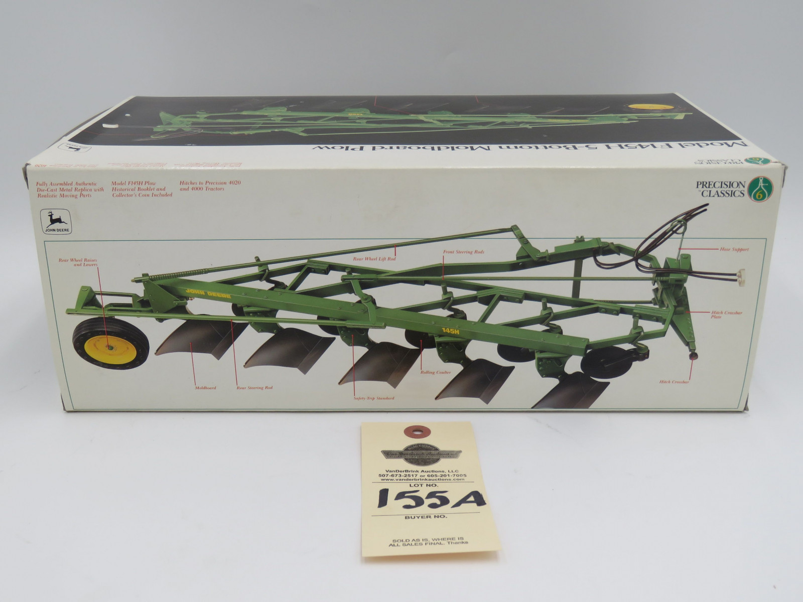 1994 ERTL THE PRECISION CLASSICS 6 MODEL F145H 5-BOTTOM MOLDBOARD PLOW JD METAL DIECAST 1/16 SCALE NIB - Image 4