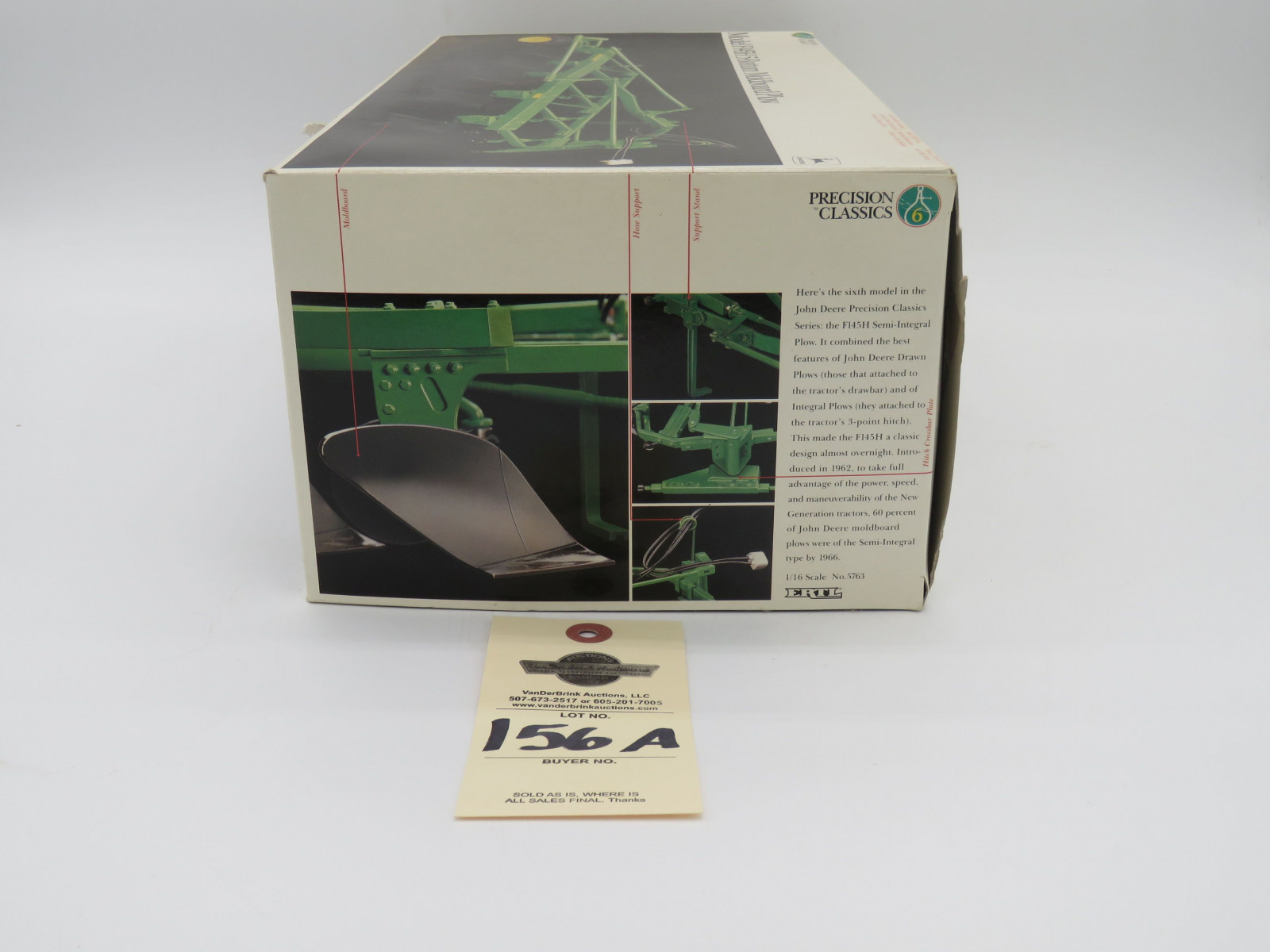 1994 ERTL THE PRECISION CLASSICS 6 MODEL F145H 5-BOTTOM MOLDBOARD PLOW JD METAL DIECAST 1/16 SCALE NIB - Image 3