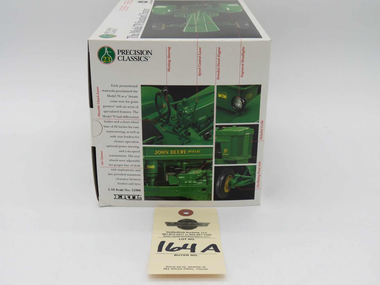 2003 ERTL PRECISION CLASSICS 23 THE MODEL 70 STANDARD TRACTOR JD METAL DIE CAST REPLICA 1/16 SCALE  NIB - Image 5