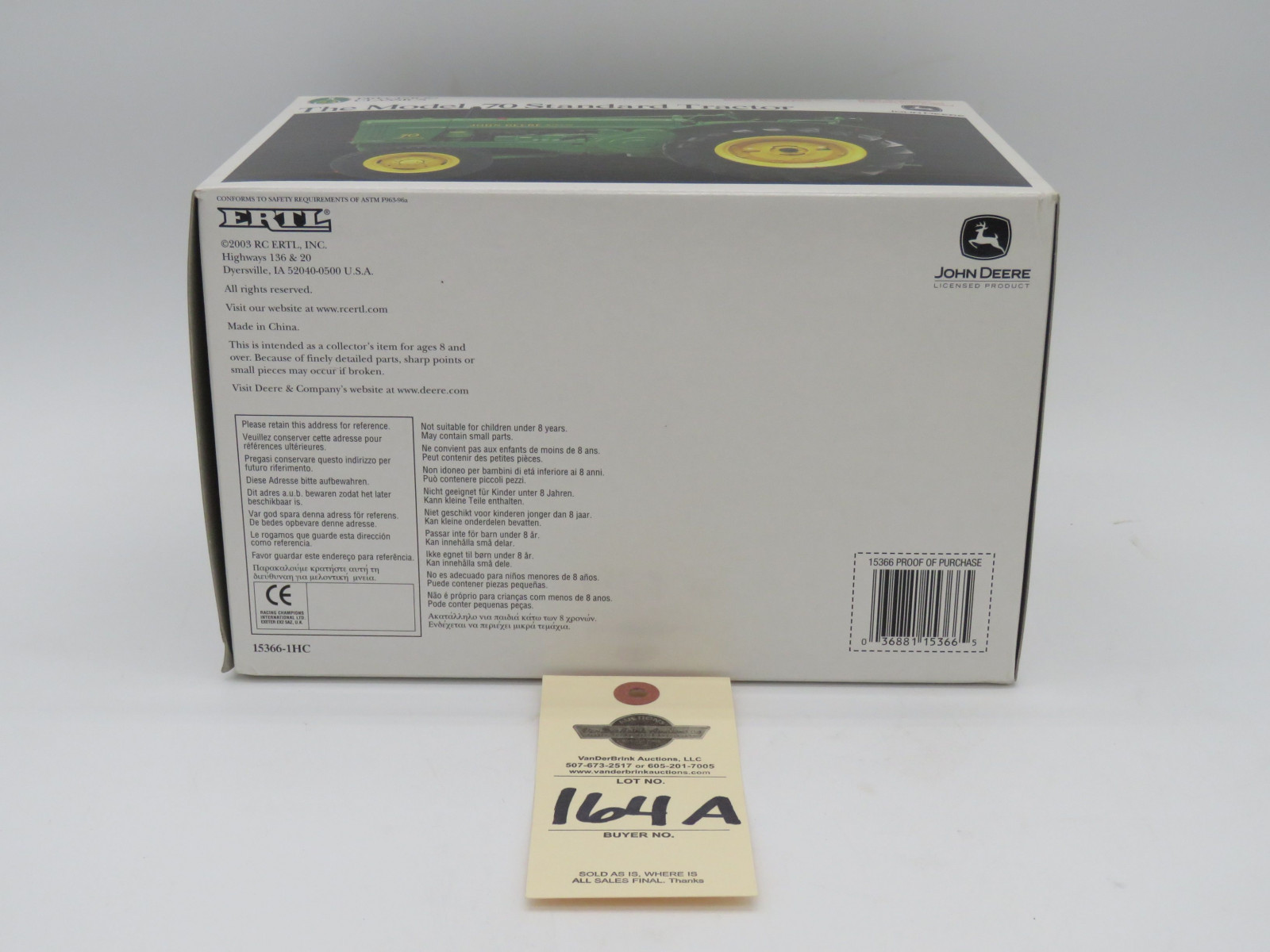 2003 ERTL PRECISION CLASSICS 23 THE MODEL 70 STANDARD TRACTOR JD METAL DIE CAST REPLICA 1/16 SCALE  NIB - Image 6