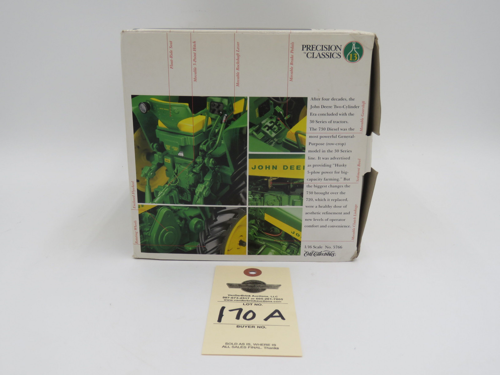 ERTL PRECISION CLASSICS 13 THE MODEL 730 DIESEL TRACTOR JD 1/16 SCALE NO.5766  NIB - Image 3