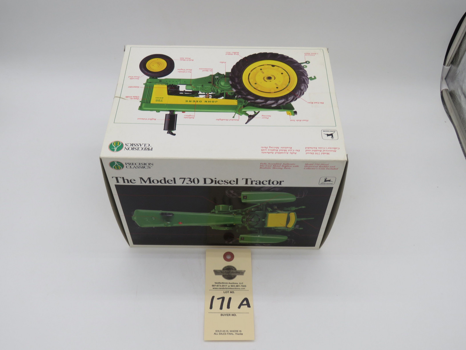 PRECISION CLASSICS 13 THE MODEL 730 DIESEL TRACTOR JD 1/16 SCALE NO.5766 METAL DIECAST NIB MADE IN MACAU - Image 2