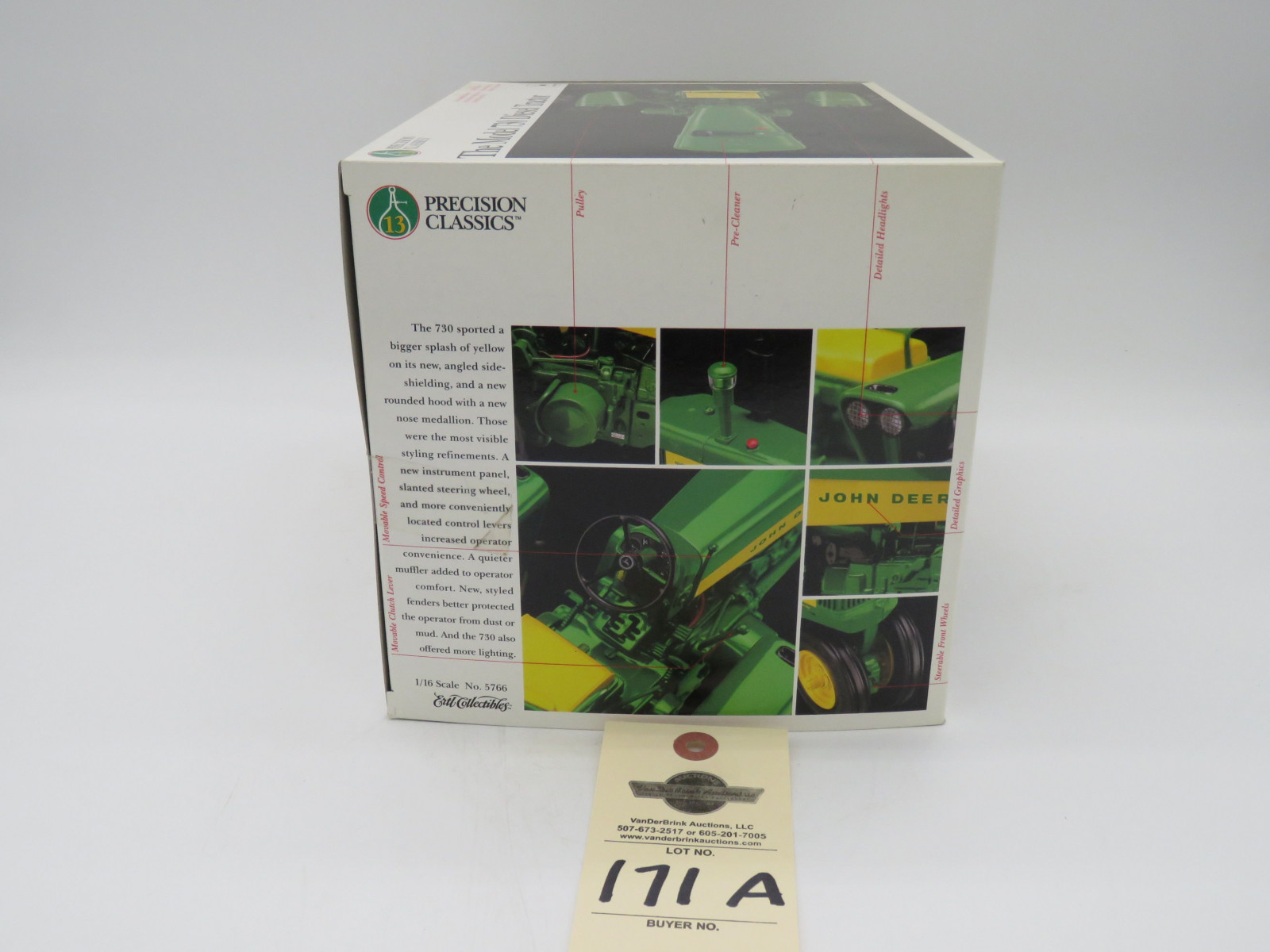 PRECISION CLASSICS 13 THE MODEL 730 DIESEL TRACTOR JD 1/16 SCALE NO.5766 METAL DIECAST NIB MADE IN MACAU - Image 4