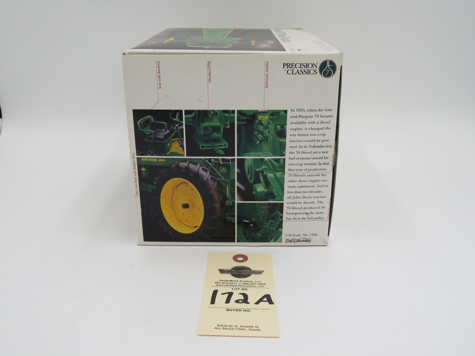 1995 ERTL PRECISION CLASSICS 7 THE MODEL 70 DIESEL TRACTOR JD 1/16 SCALE METAL DIECAST - Image 3