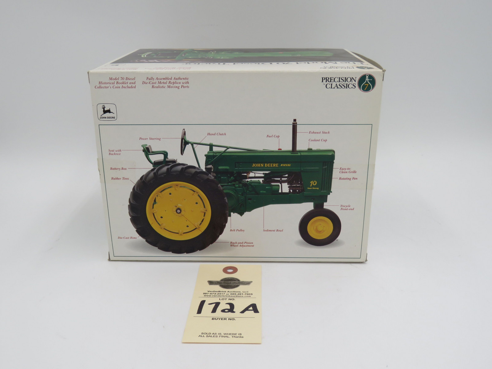 1995 ERTL PRECISION CLASSICS 7 THE MODEL 70 DIESEL TRACTOR JD 1/16 SCALE METAL DIECAST - Image 4