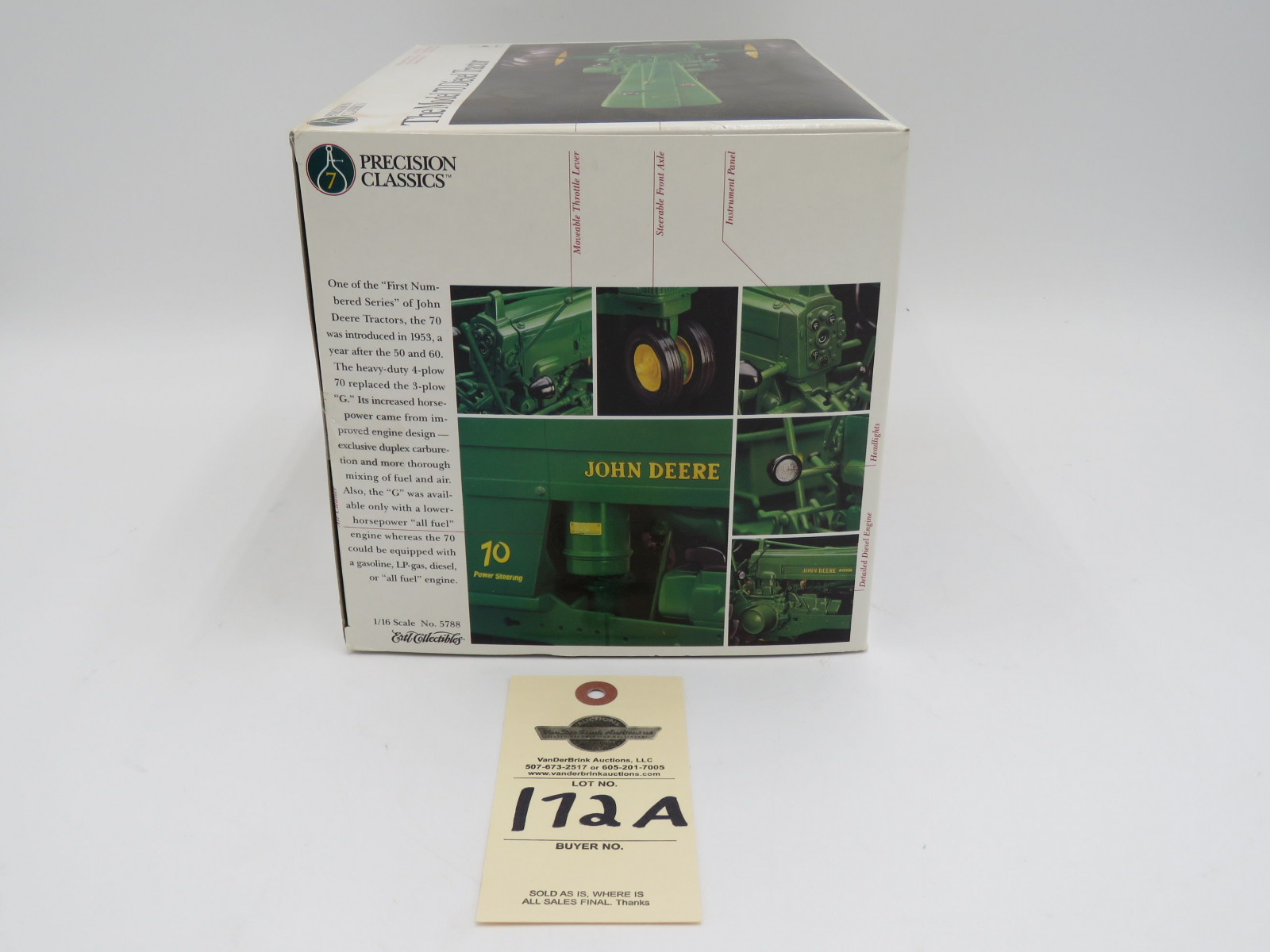 1995 ERTL PRECISION CLASSICS 7 THE MODEL 70 DIESEL TRACTOR JD 1/16 SCALE METAL DIECAST - Image 5