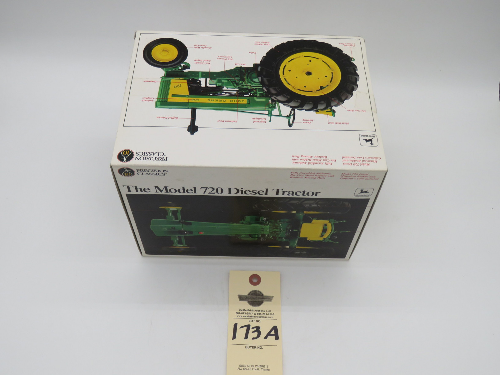 1996 ERTL PRECISION CLASSICS 10 THE MODEL 720 DIESEL TRACTOR JD METAL DIECAST ERTL 1/16 SCALE NIB - Image 2