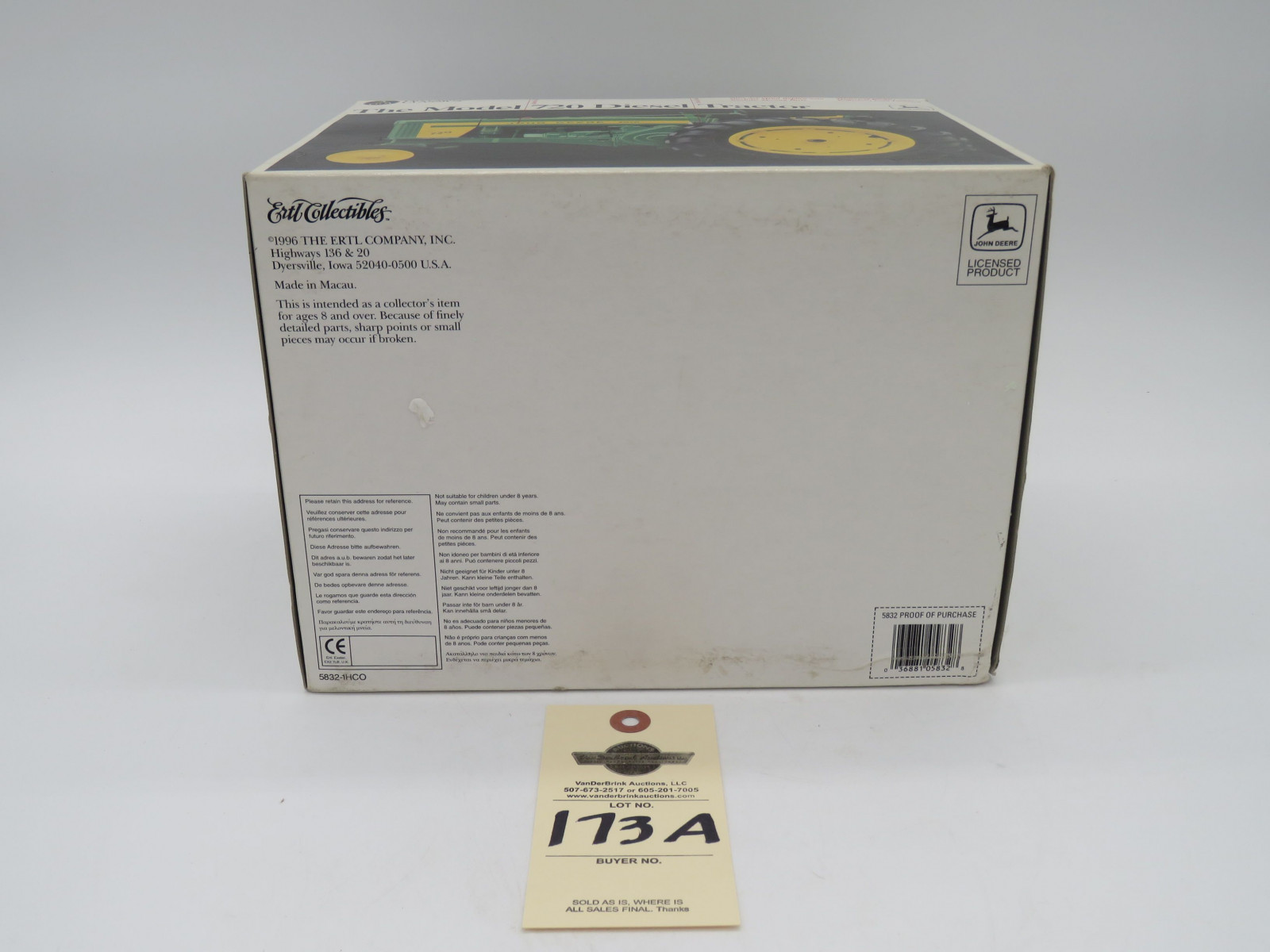 1996 ERTL PRECISION CLASSICS 10 THE MODEL 720 DIESEL TRACTOR JD METAL DIECAST ERTL 1/16 SCALE NIB - Image 4