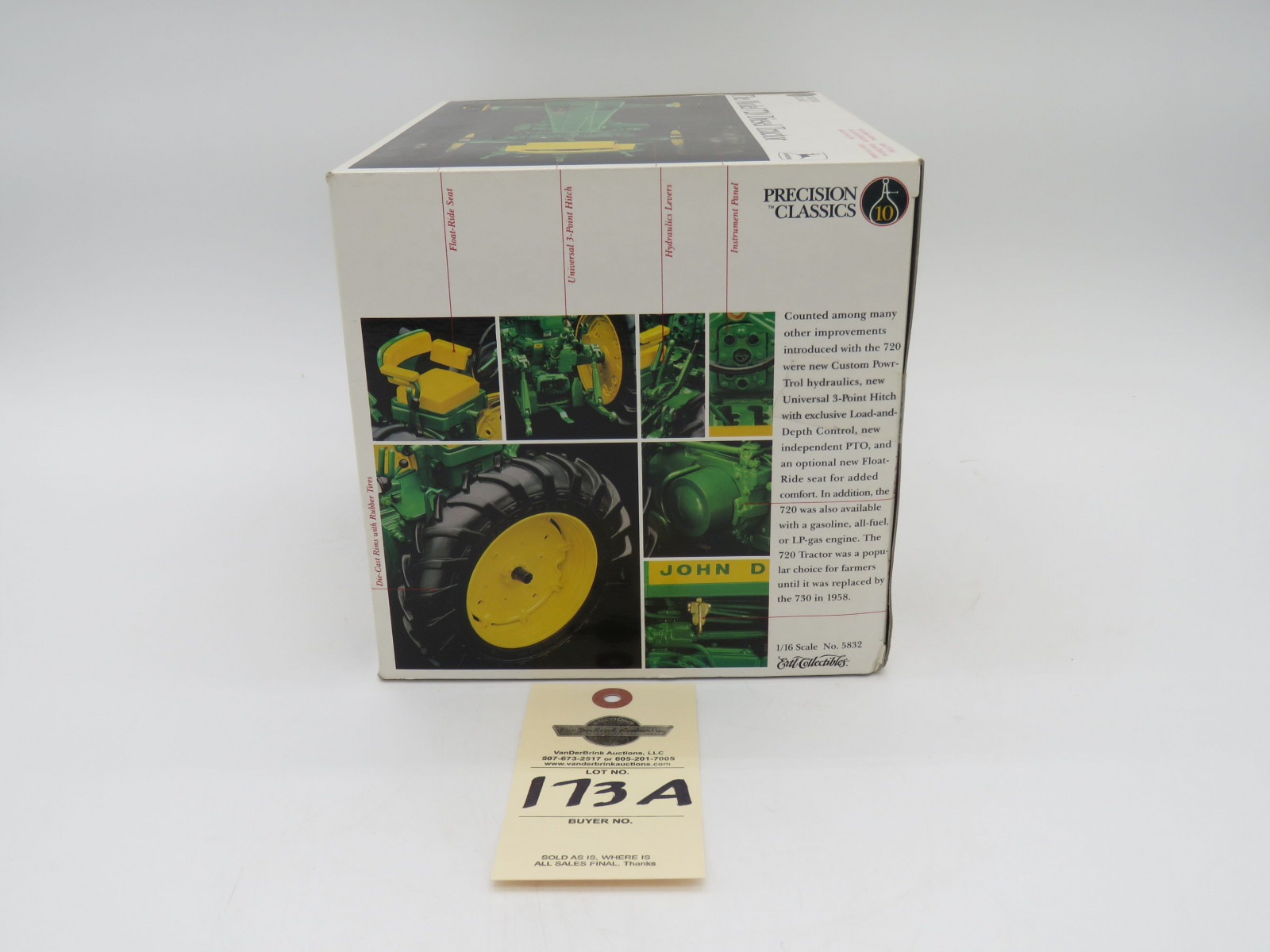 1996 ERTL PRECISION CLASSICS 10 THE MODEL 720 DIESEL TRACTOR JD METAL DIECAST ERTL 1/16 SCALE NIB - Image 5