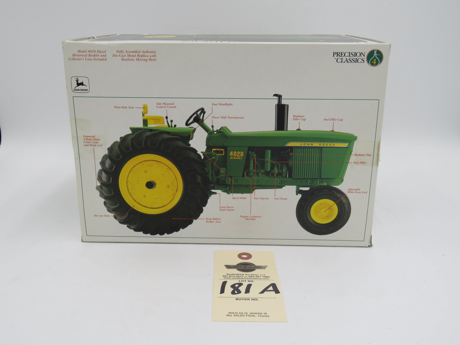 1993 ERTL PRECISION CLASSICS 4 THE POWER SHIFT 4020 TRACTOR JD DIE CAST METAL NIB 1/16 SCALE - Image 4