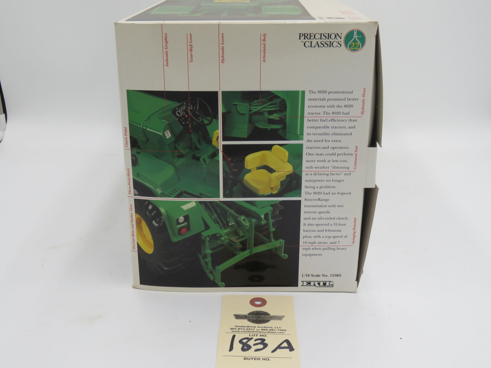 ERTL PRECISION CLASSICS 22 THE MODEL 8020 JD TRACTOR 1/16 SCALE NO.15365 NIB - Image 3