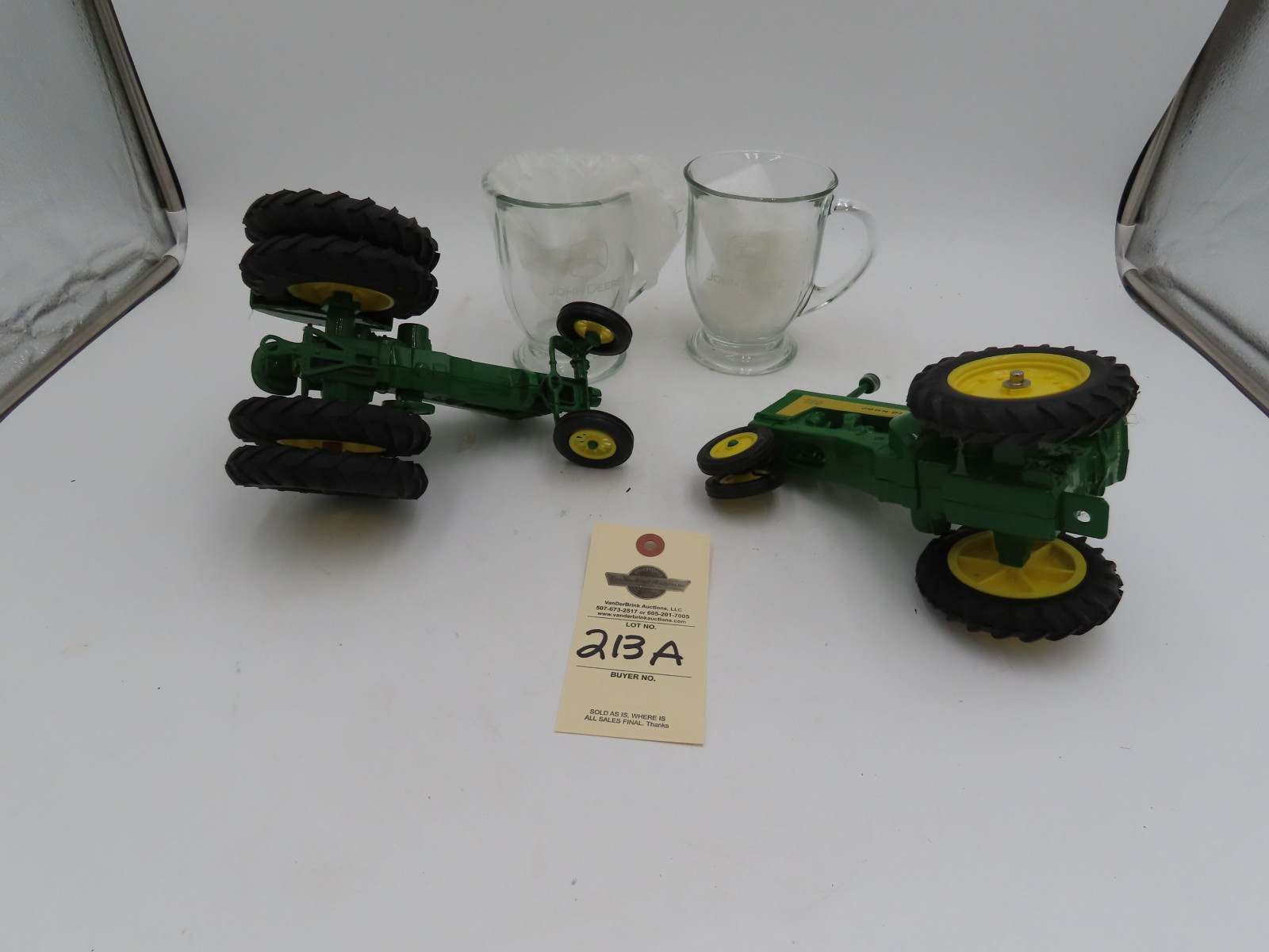 Ertl 1/16th Scale Die-Cast John Deere BW and John Deere 730 and pair of Glass John Deere Mugs with Edtching and No Box - Image 4