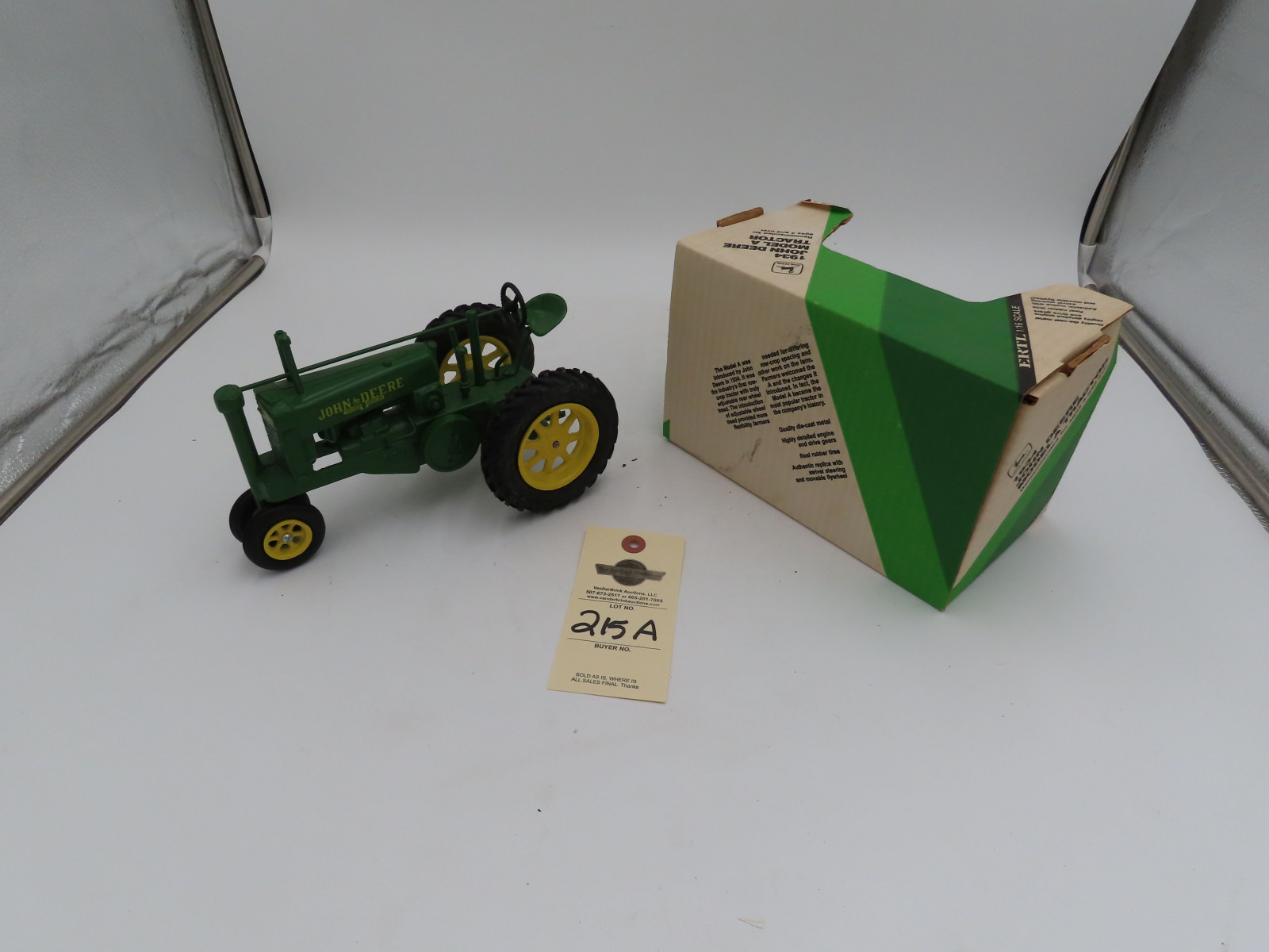 Ertl 1/16th Scale John Deere 1934 Model A no rear wheels and Cast John Deere Unstyled A John Deere - Image 2