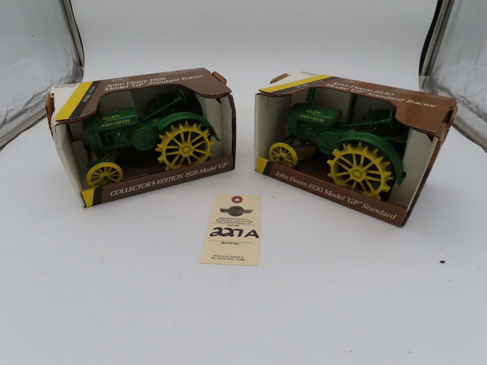 Ertl For John Deere 1/16th Scale die-Cast 1915 John Deere Model R WaterLoo Boy and 1/16th Scale 1930 John Deere GP Tractor, and Collector's Edition 1928 1/16th Scale Model GP all NIB - Image 1