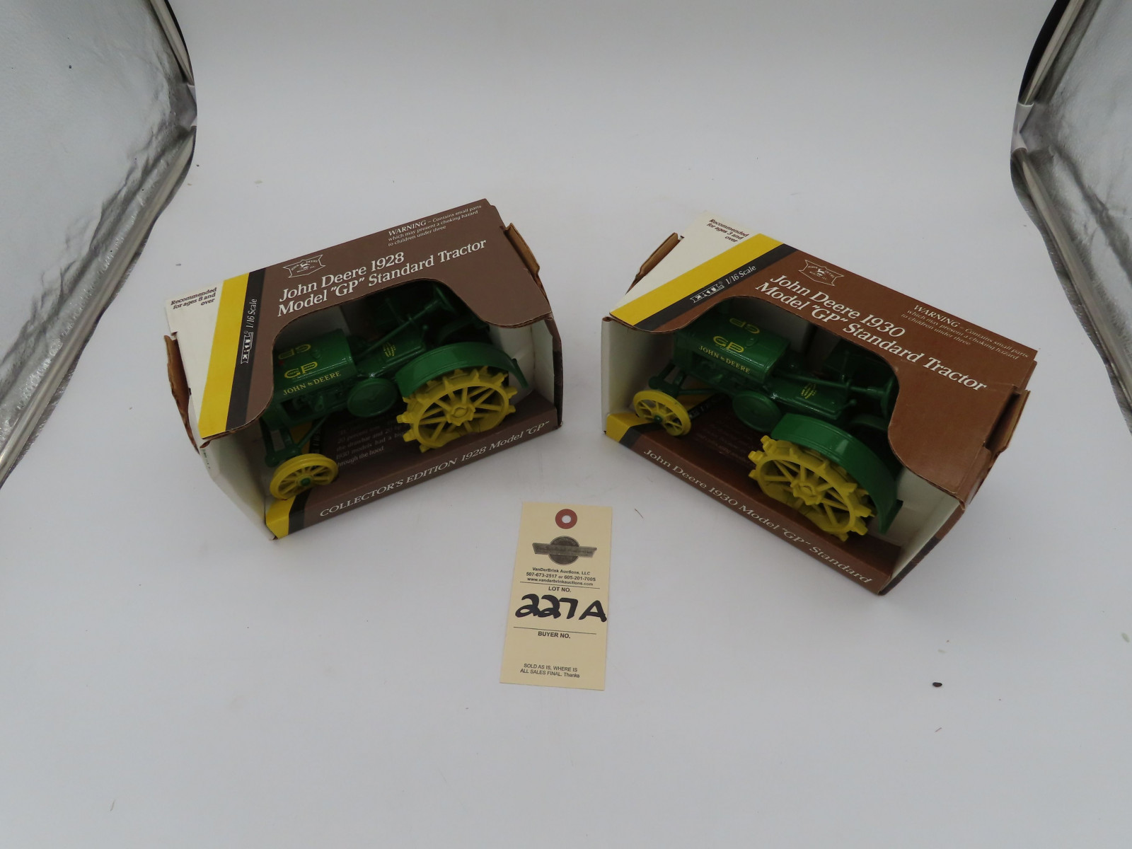 Ertl For John Deere 1/16th Scale die-Cast 1915 John Deere Model R WaterLoo Boy and 1/16th Scale 1930 John Deere GP Tractor, and Collector's Edition 1928 1/16th Scale Model GP all NIB - Image 2