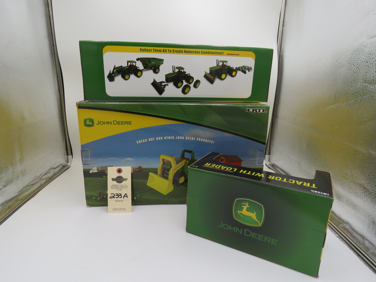 2002 Ertl for John Deere Tractor with loader plastic die cast NIB and 2006 Ertl for John deere 4WD tractor plastic die cast NIB and 2004 ERTL for John Deere 8420 Tractor with grain cart plastic die cast NIB Selling as a group 1/16 scale - Image 3
