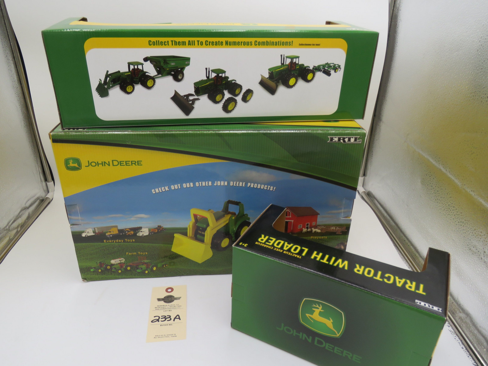 2002 Ertl for John Deere Tractor with loader plastic die cast NIB and 2006 Ertl for John deere 4WD tractor plastic die cast NIB and 2004 ERTL for John Deere 8420 Tractor with grain cart plastic die cast NIB Selling as a group 1/16 scale - Image 4
