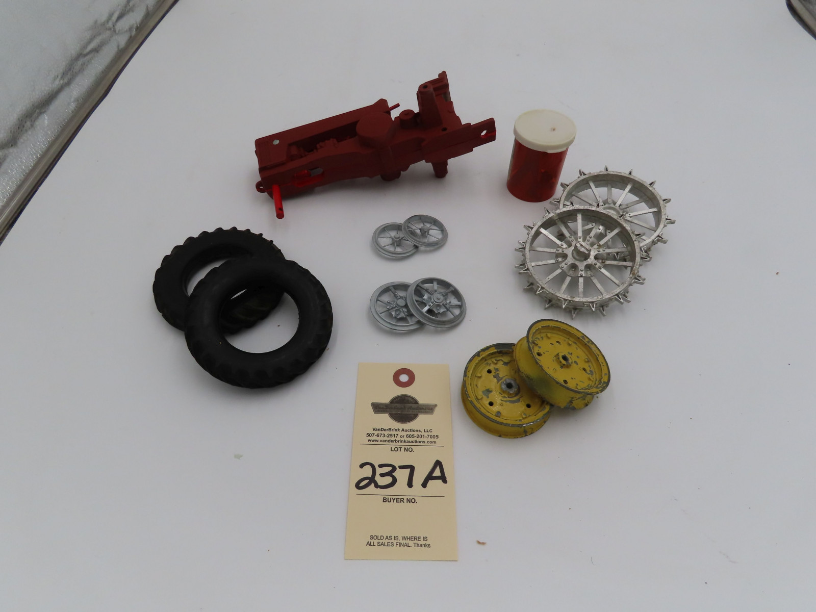 Red John Deere 730 Tractor Metal Kit with Steel Wheels and Rubber Extra Parts for Restores - Image 1