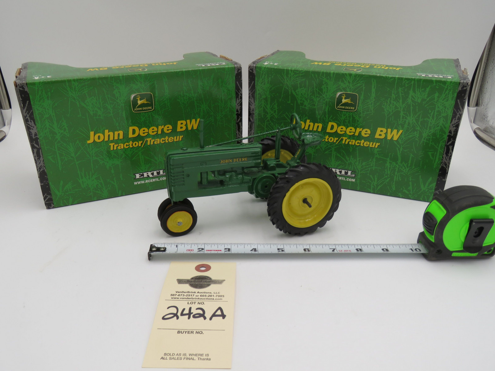 2005 Ertl John Deere BW Tractor 1/16 Scale NIB Metal Die-Cast and 2002 John Deere BW Ertl Metal Die-Cast 1/16 Scale NIB and John Deere Metal Die-Cast with no box 200 carved on bottom. Selling as a group of 3 - Image 3