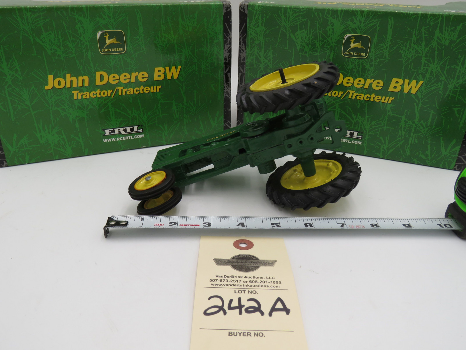 2005 Ertl John Deere BW Tractor 1/16 Scale NIB Metal Die-Cast and 2002 John Deere BW Ertl Metal Die-Cast 1/16 Scale NIB and John Deere Metal Die-Cast with no box 200 carved on bottom. Selling as a group of 3 - Image 5