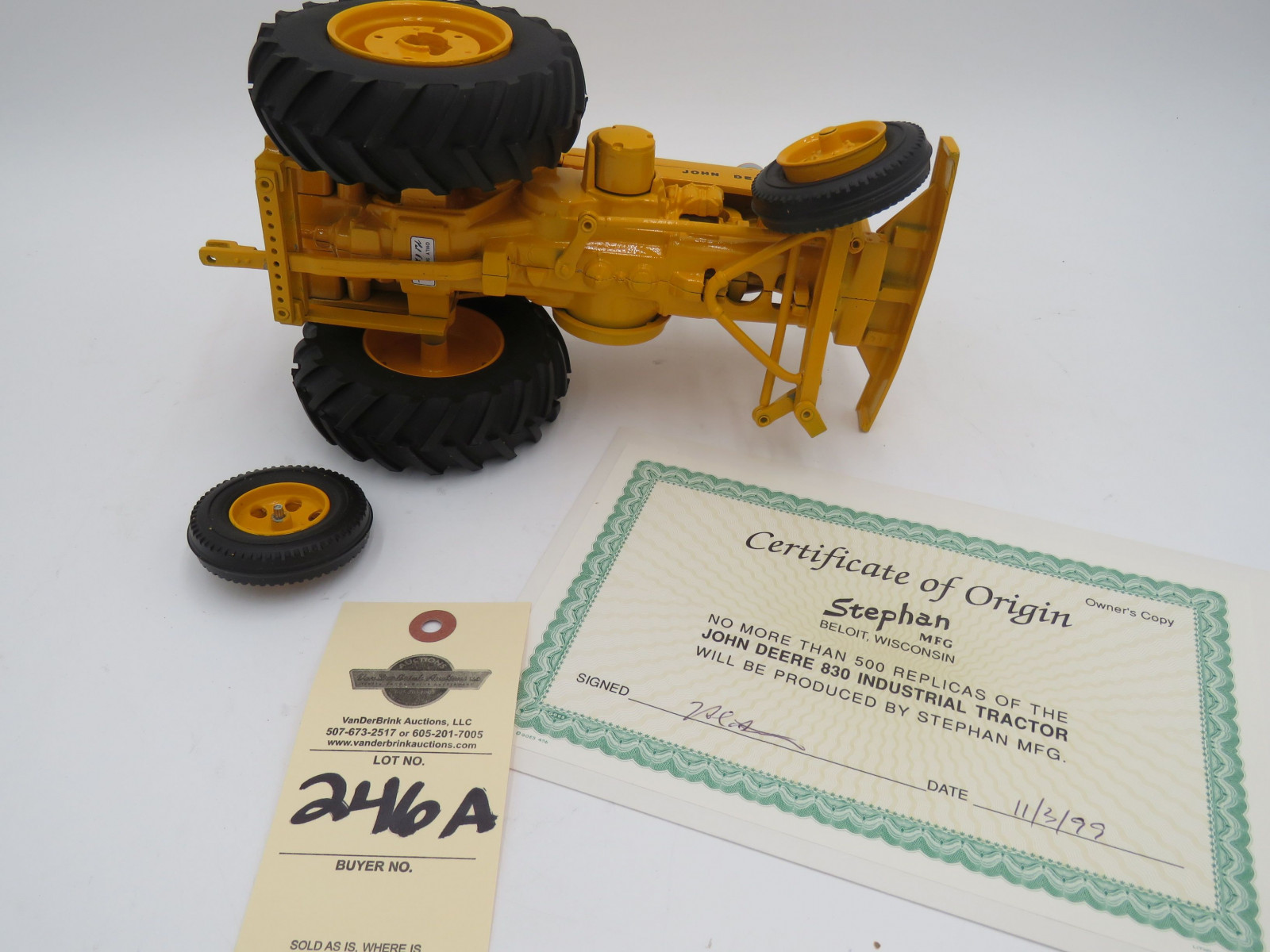 John Deere 830 Industrial Tractor Certificate Included Metal Die-Cast Limited Edition series by Stephan MFG - Image 5