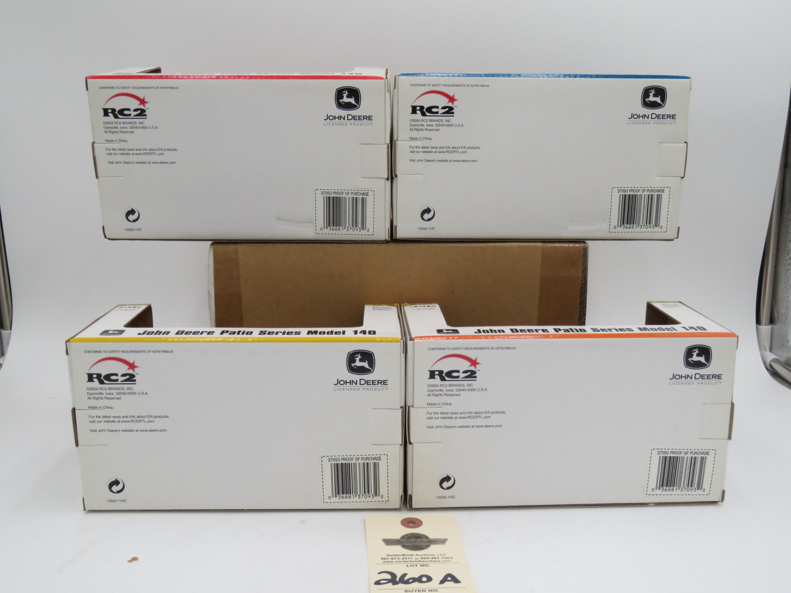 2004 Ertl John Deere Patio Series Model 140 1:16 scale Die Cast Snowblower NIB. 2004 John Deere Series Model 140 Ertl with plow 1:16  Scale NIB.2004 John Deere Patio Series Model 140 Mower Ertl 1:16 scale NIB. 2004 Ertl  John Deere Series Model 140 with rear tiller 1:16 scale NIB. Sold as a group of 4. All metal die-cast. - Image 3