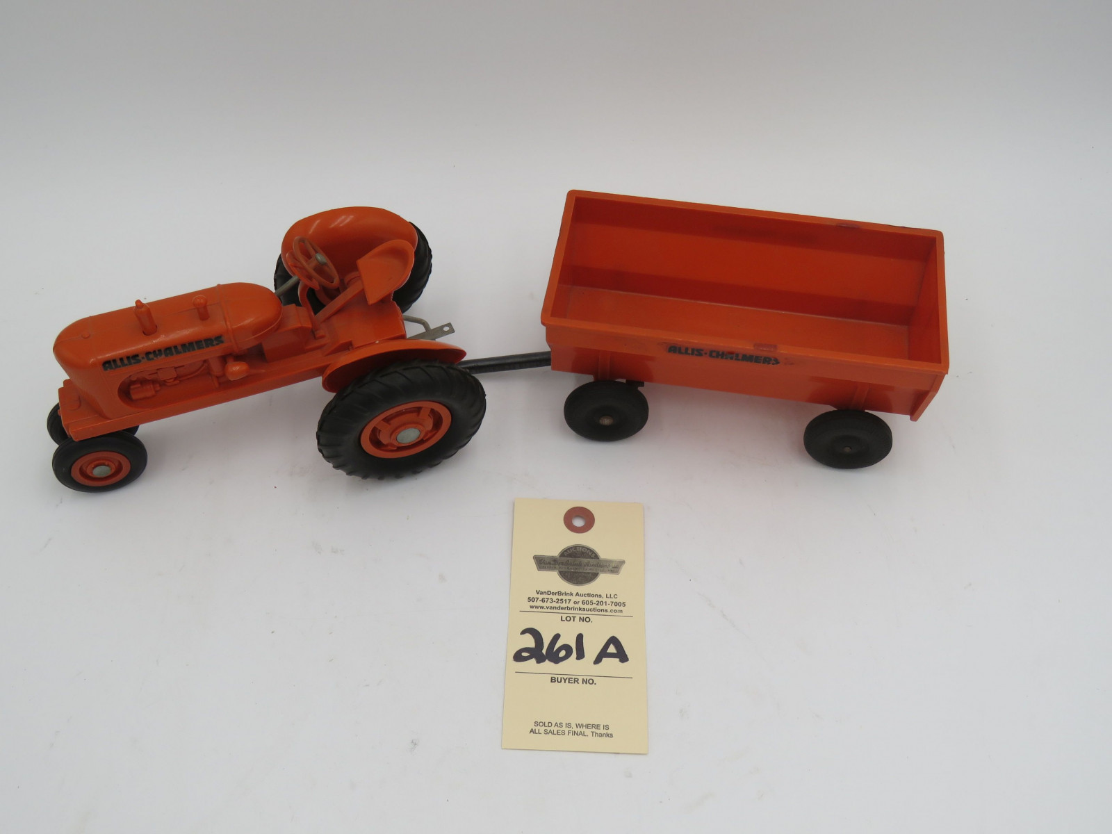 Allis Chalmers Tractor with wagon plastic die-cast. No box. - Image 2