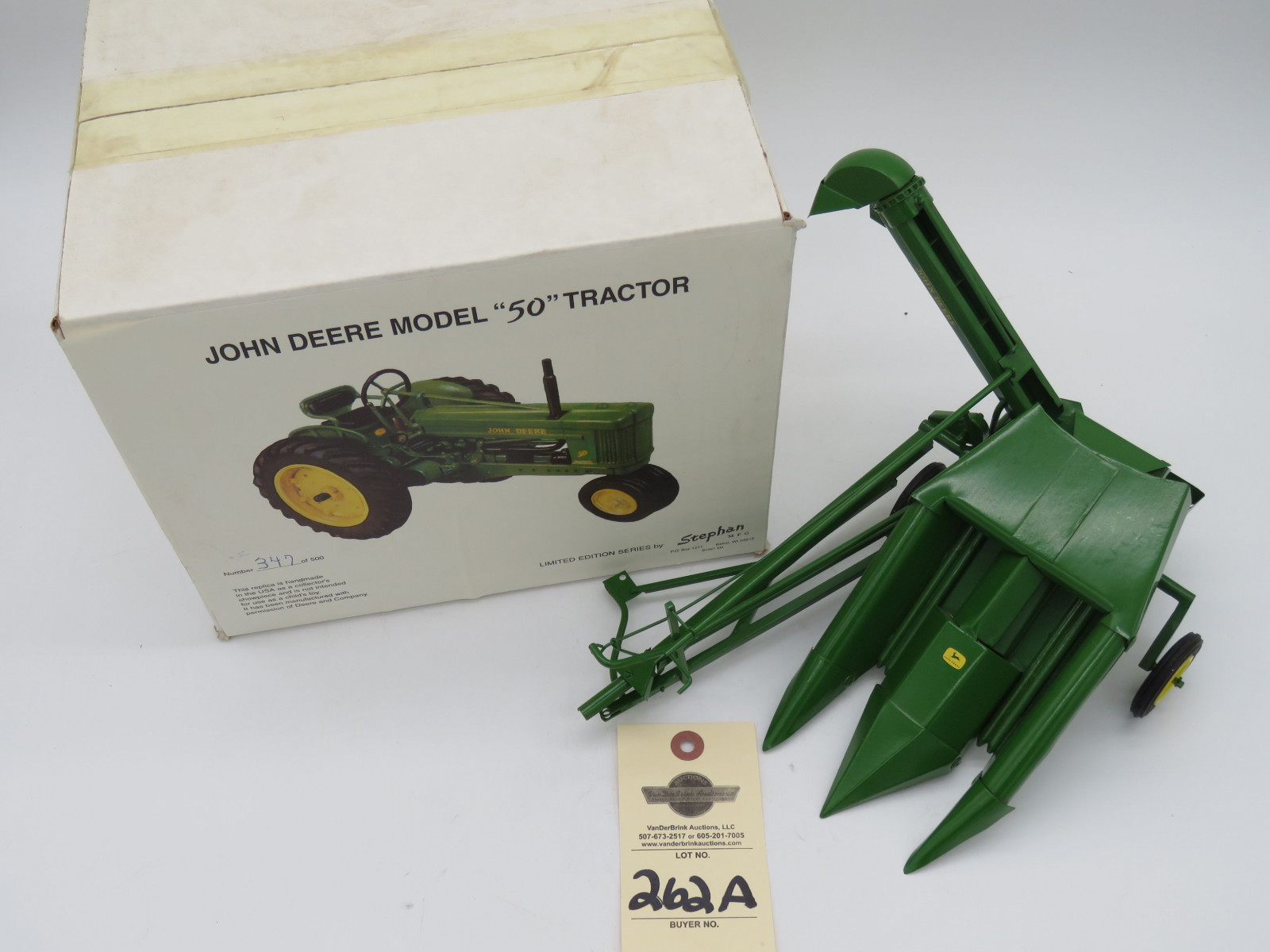 1997 Limited Edition series by Stephan MFG John Deere Model 50 Tractor number 347 of 500. NIB Die Cast. John Deere Corn picker pull type metal die cast no box. Sold as a pair - Image 2
