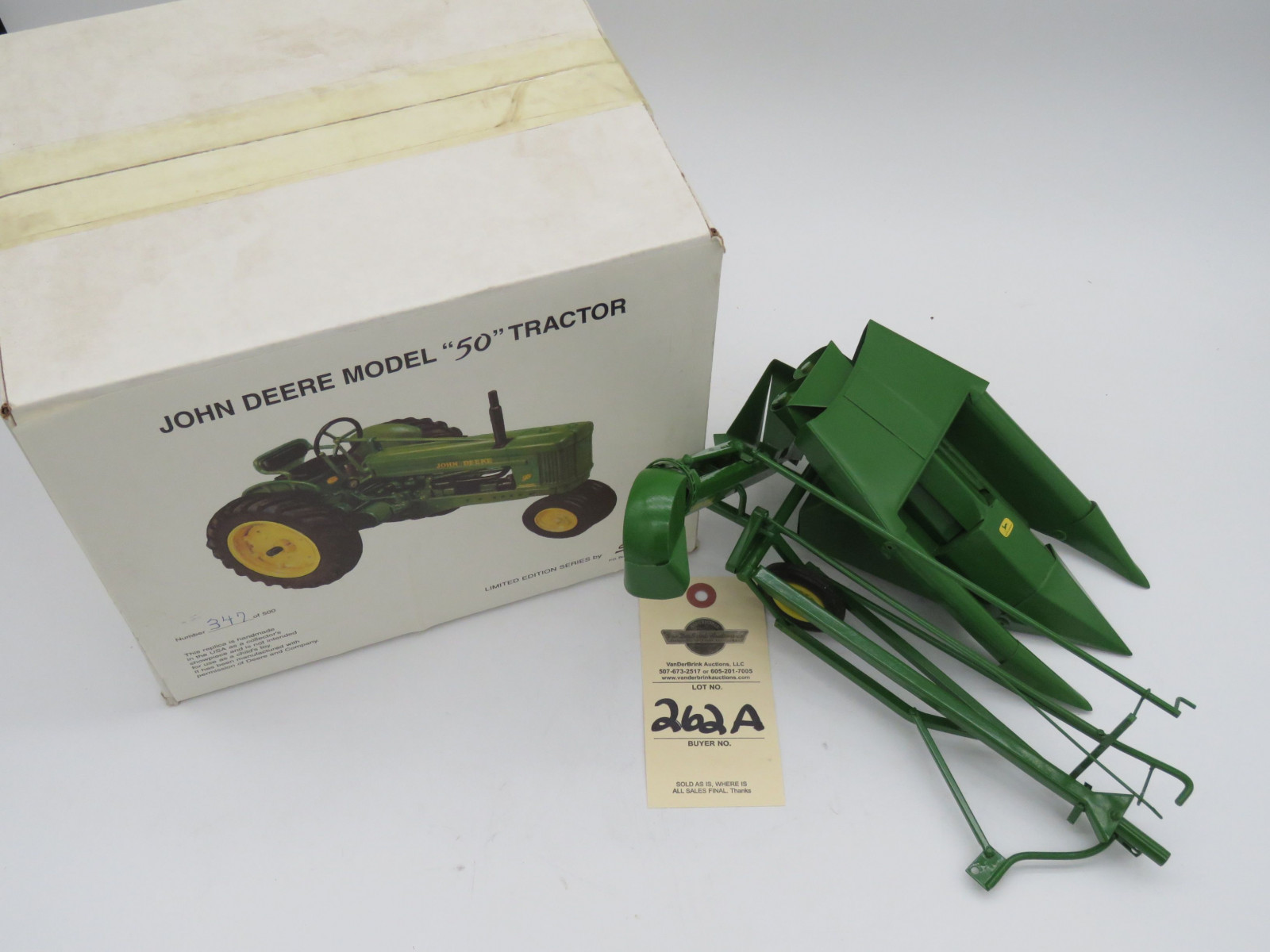 1997 Limited Edition series by Stephan MFG John Deere Model 50 Tractor number 347 of 500. NIB Die Cast. John Deere Corn picker pull type metal die cast no box. Sold as a pair - Image 5