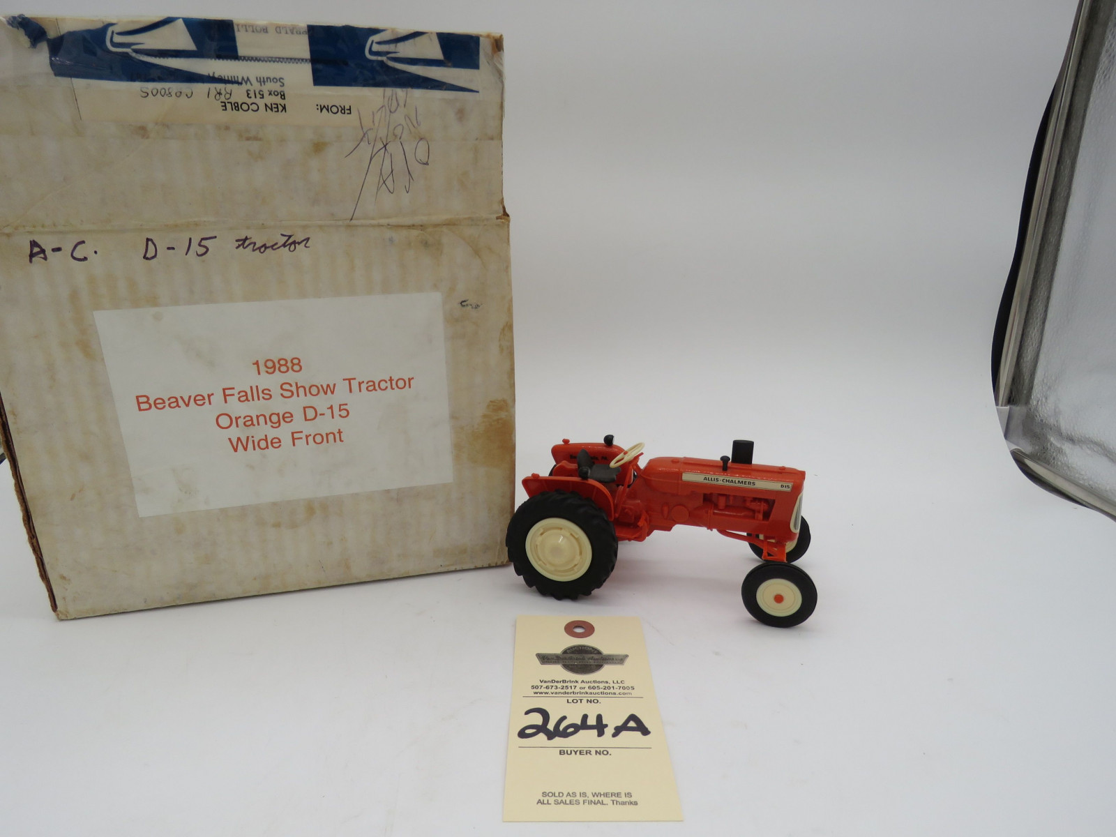 1988 Beaver Falls Show Tractor Allis-Chalmers D15 orange wide front plastic die-cast. - Image 1