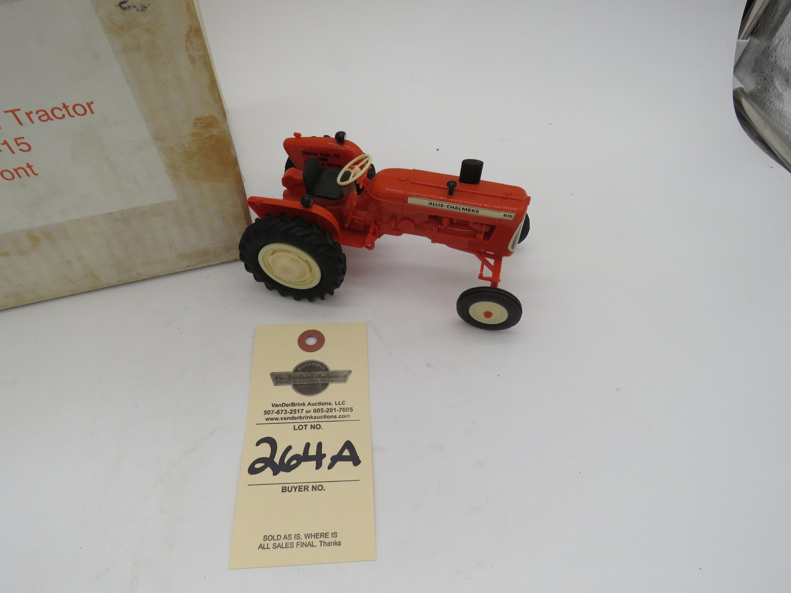 1988 Beaver Falls Show Tractor Allis-Chalmers D15 orange wide front plastic die-cast. - Image 2