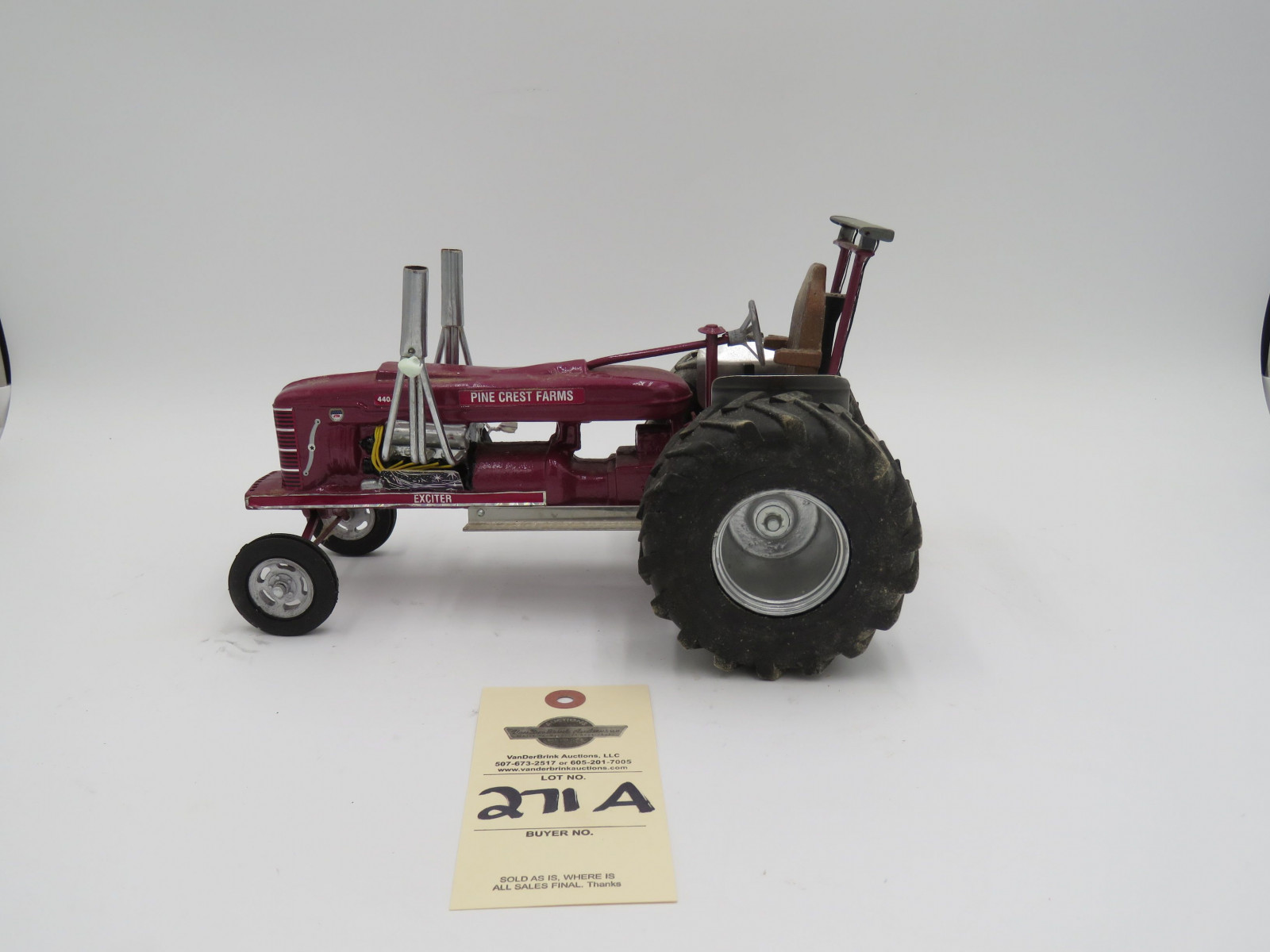 1988 Pine Crest Farms 440 C.I. purple metal die-cast tractor by Dale Woodliff. No Box. - Image 1