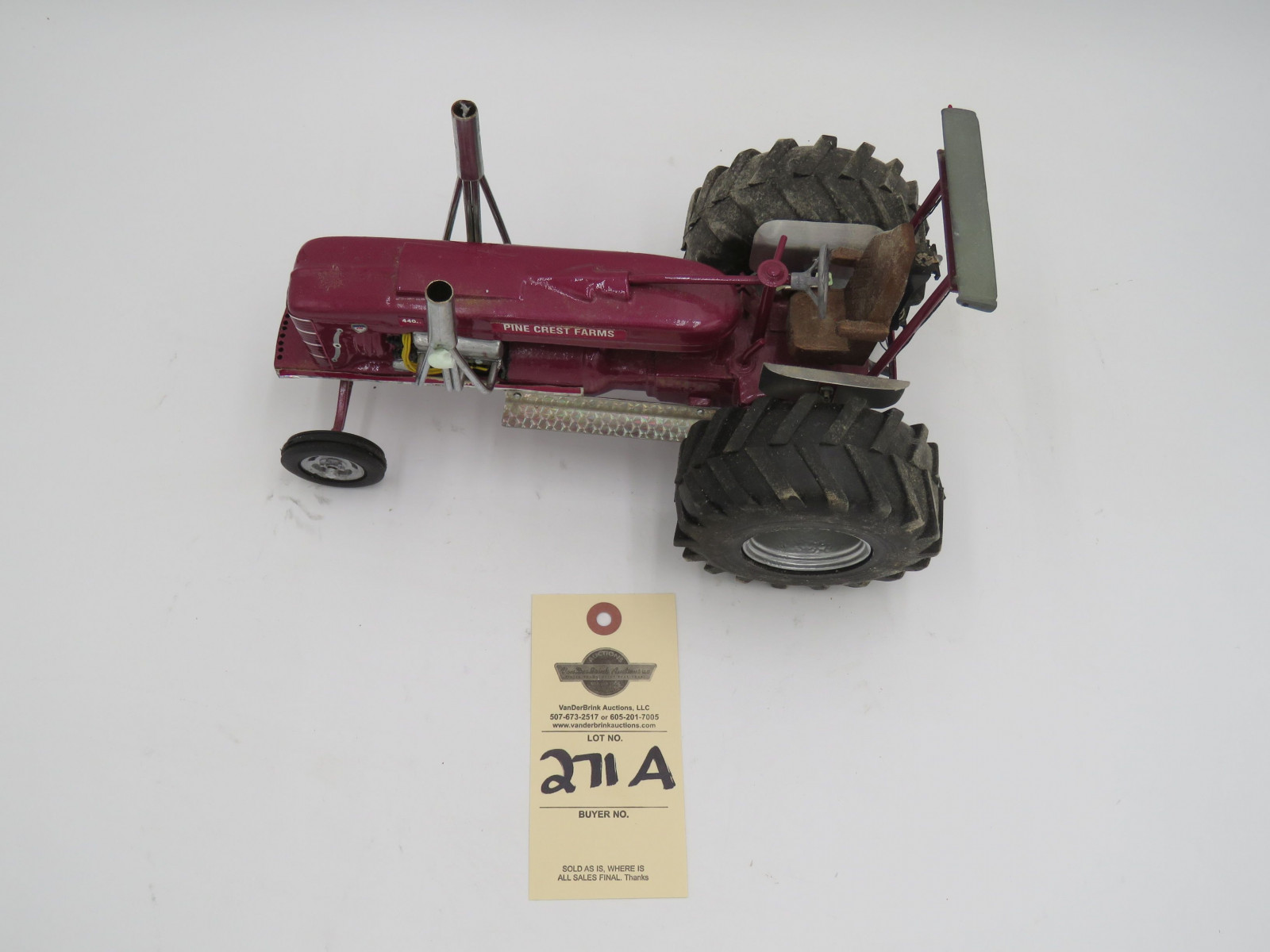 1988 Pine Crest Farms 440 C.I. purple metal die-cast tractor by Dale Woodliff. No Box. - Image 2