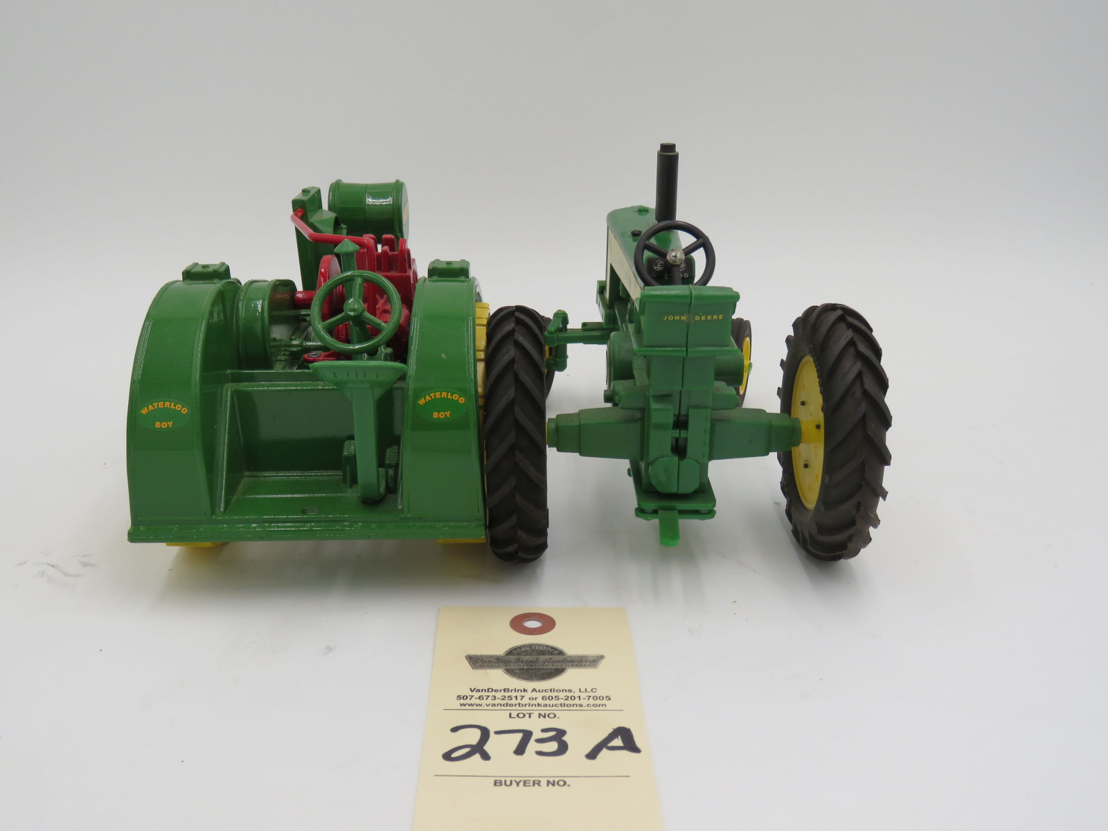 John Deere 530 plastic tractor 1987 Plow City. ErtlD, Iowa Waterloo Boy Kerosene metal die-cast tractor. Sold as a set of 2. - Image 6