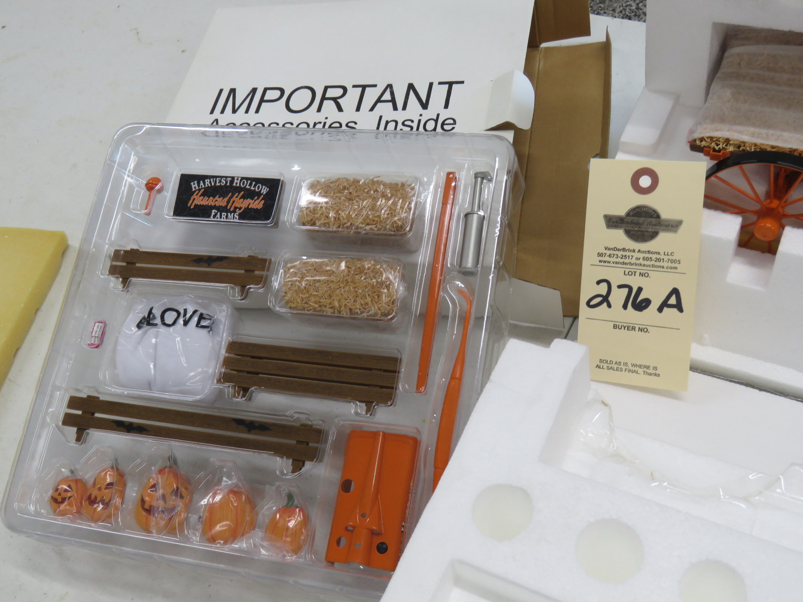 One of a kind Farmall H Halloween Tractor and custom hayride wagon. Not taken out of styrofoam. Includes accessories new in box. Harvent Hollow Farms Haunted Hayride booklet included. Certificate of Autheticity. - Image 4