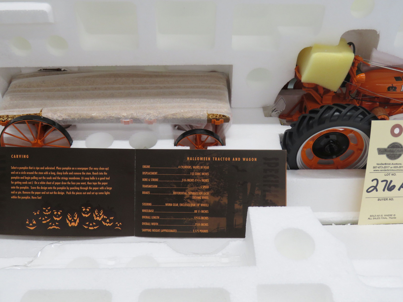 One of a kind Farmall H Halloween Tractor and custom hayride wagon. Not taken out of styrofoam. Includes accessories new in box. Harvent Hollow Farms Haunted Hayride booklet included. Certificate of Autheticity. - Image 5